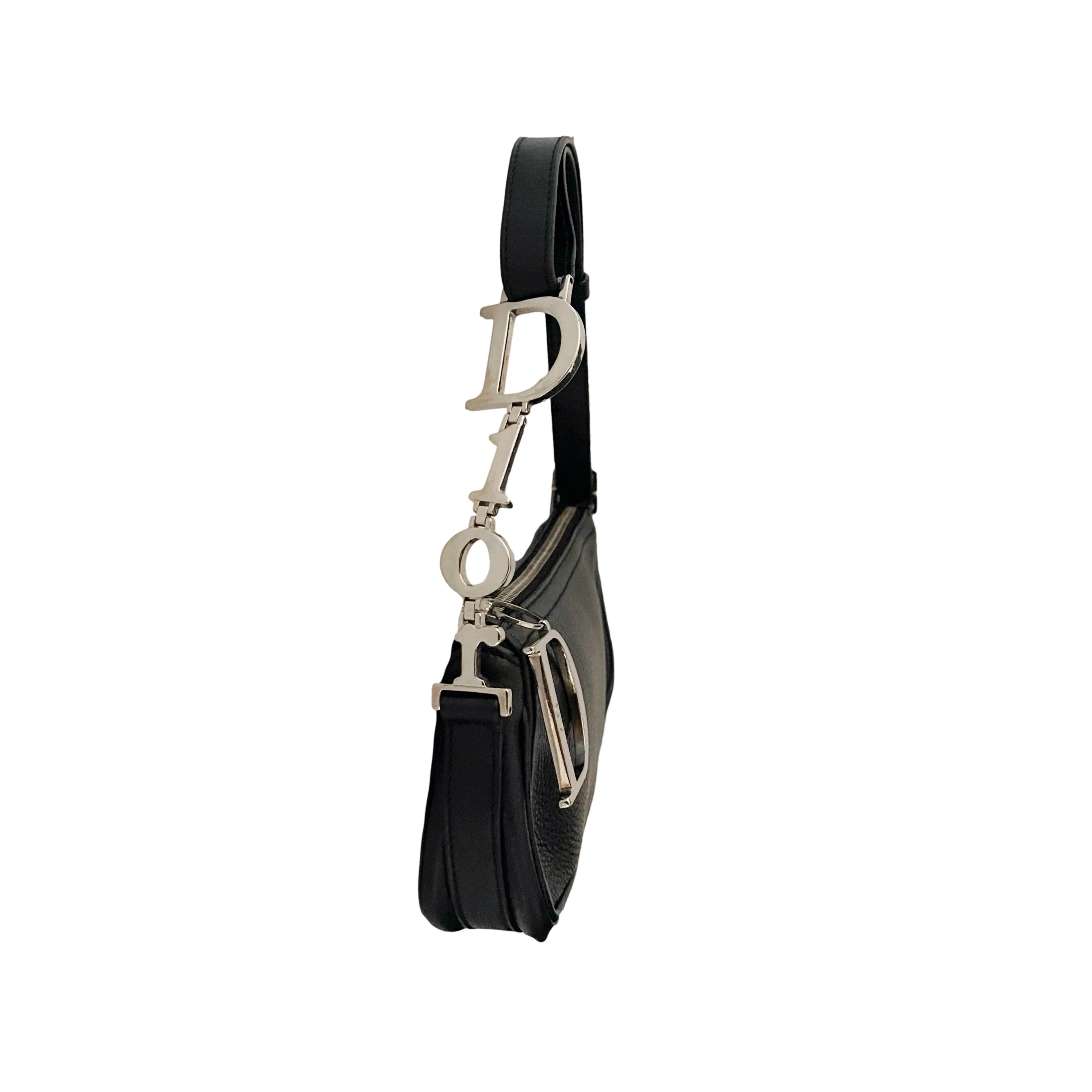 Dior Black Logo Mini Leather Shoulder Bag - Image 3