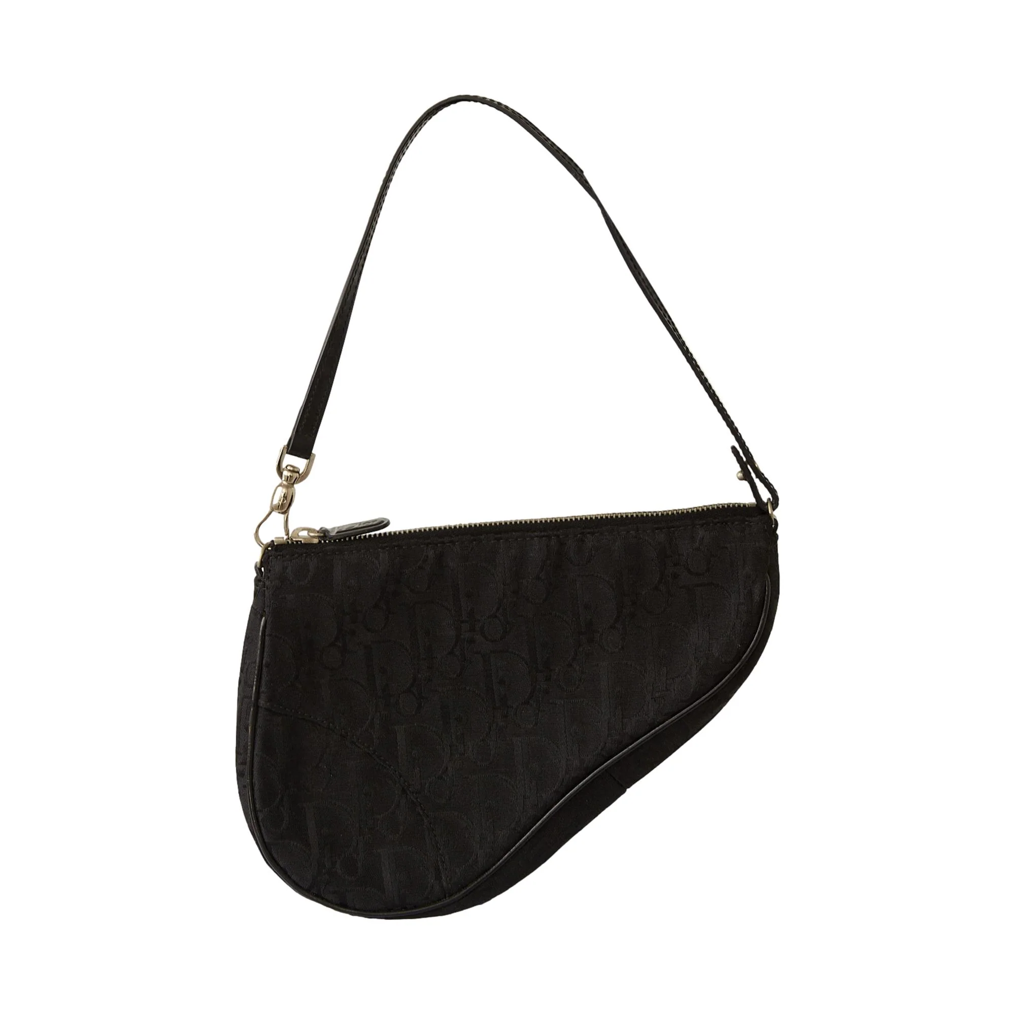 Dior Black Logo Mini Saddle Bag