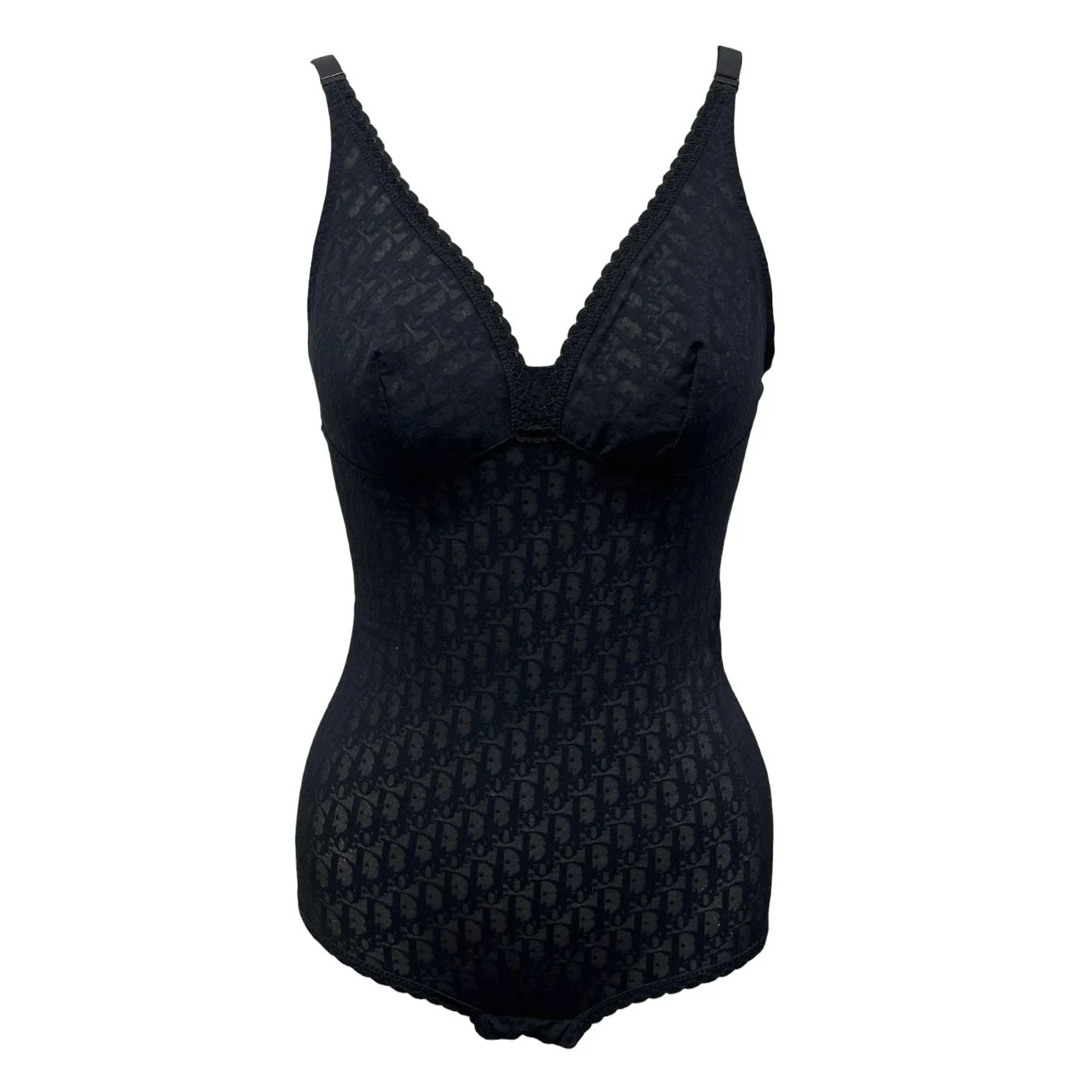 Dior Black Mesh Logo Bodysuit