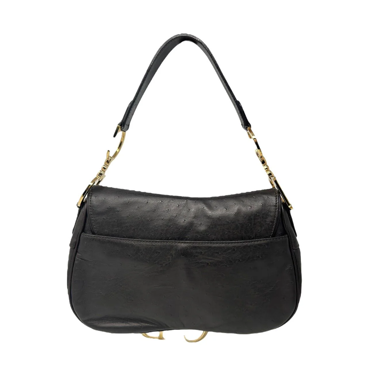 Dior Dark Brown Ostrich Double Saddle Bag - Image 2