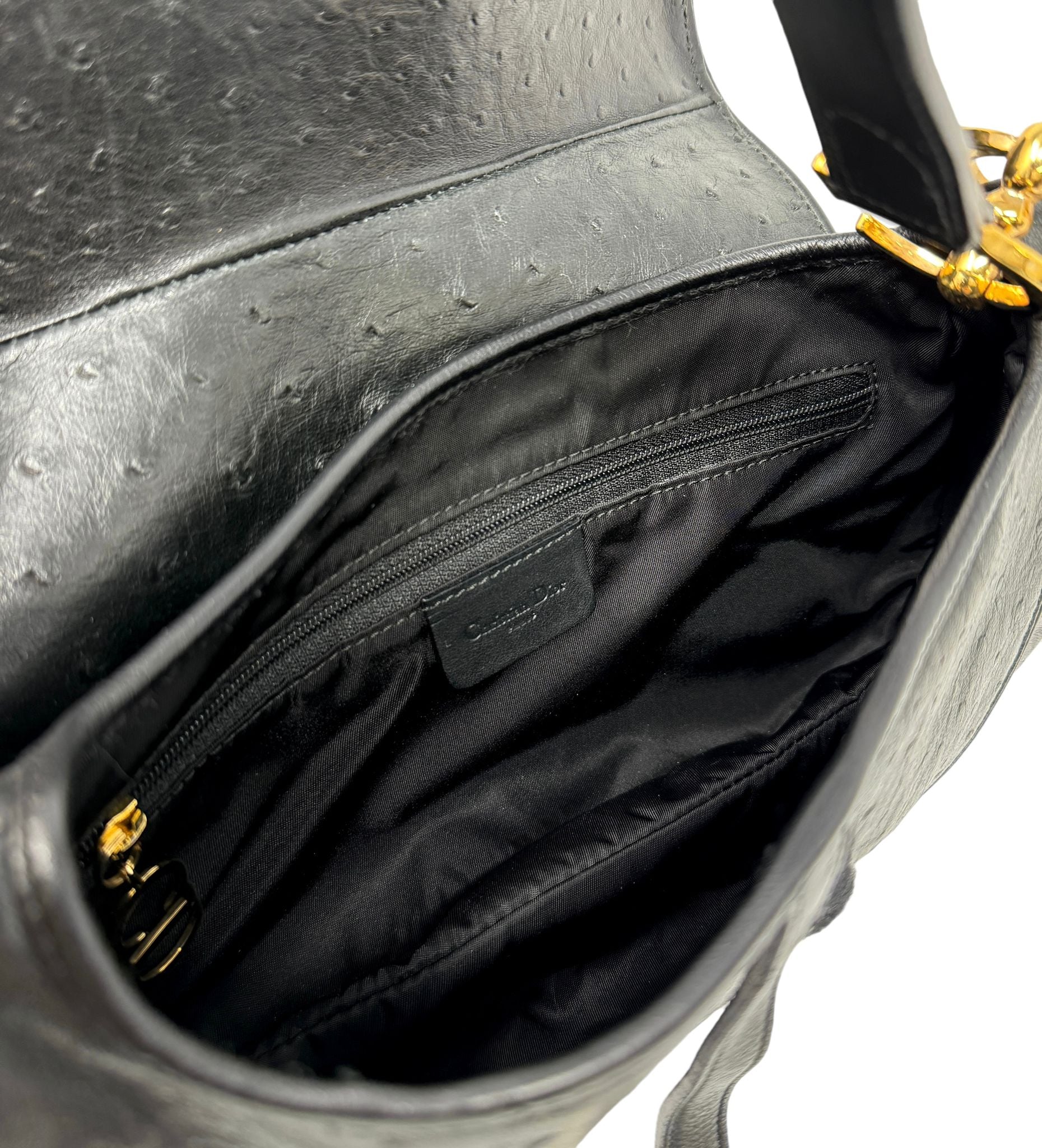 Dior Black Ostrich Double Saddle Bag - Image 3