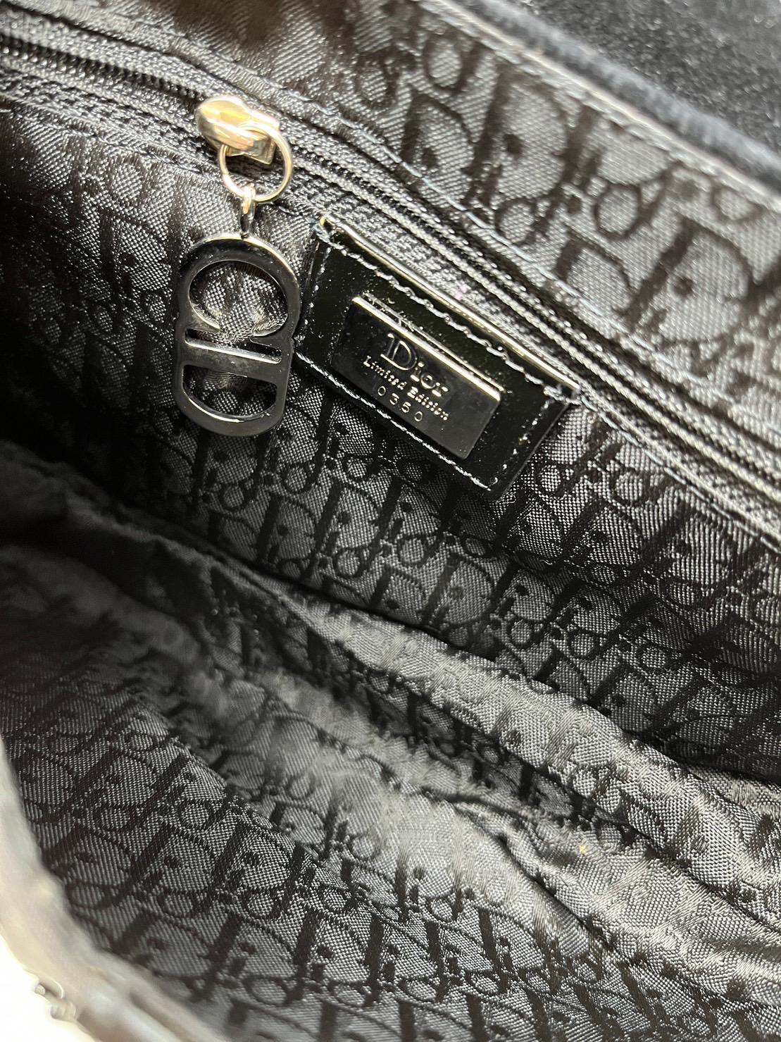 Dior Black Pom Pom Velvet Saddle Bag - Image 3