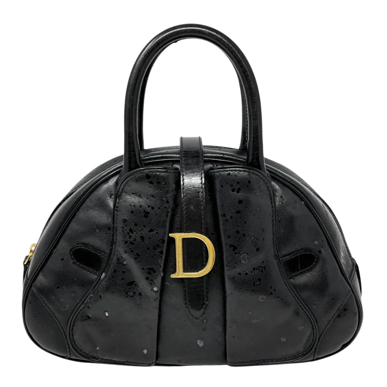 Dior Black Raindrop Double Saddle Top Handle Bag