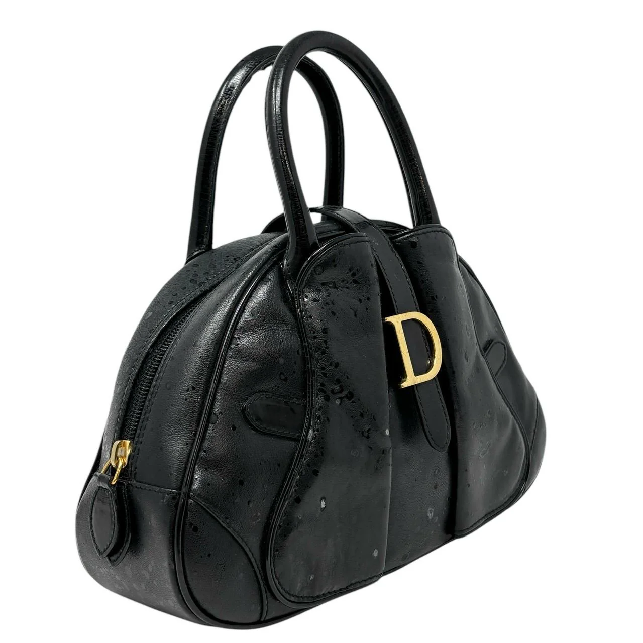 Dior Black Raindrop Double Saddle Top Handle Bag - Image 3