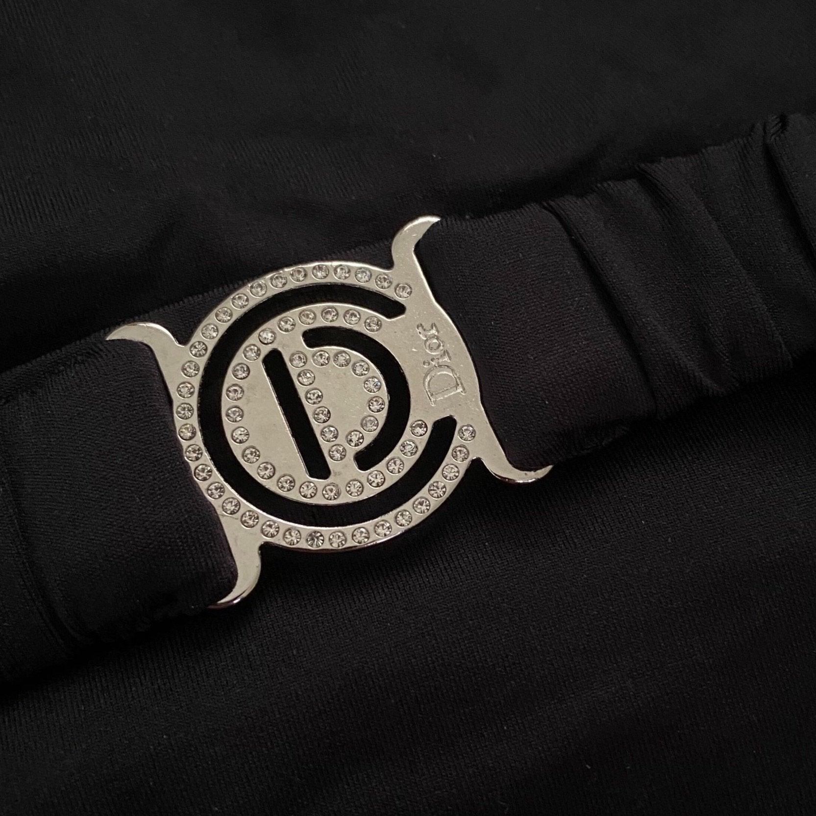 Dior Black Rhinestone Belted One Piece - Image 3