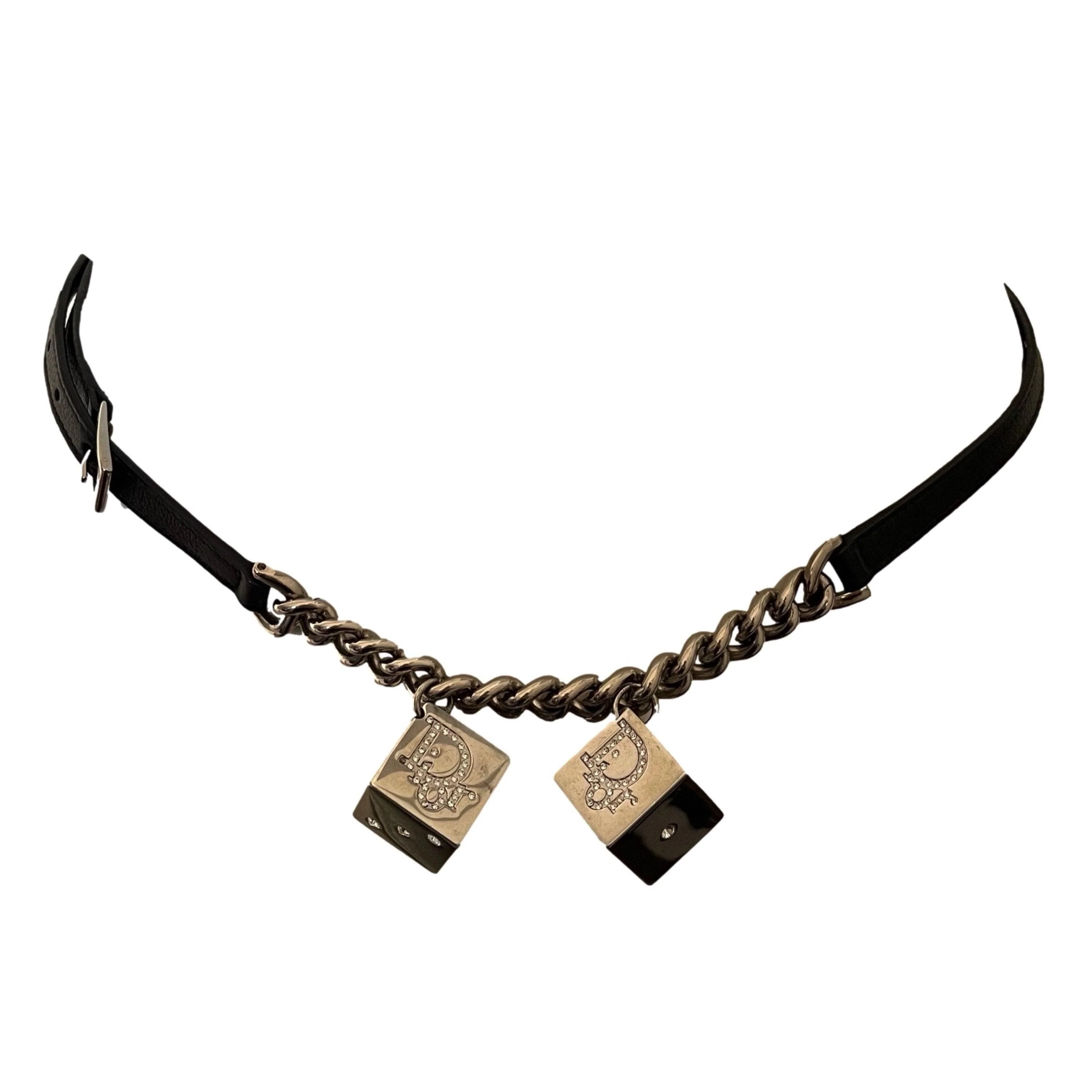 Dior Black Rhinestone Dice Belt