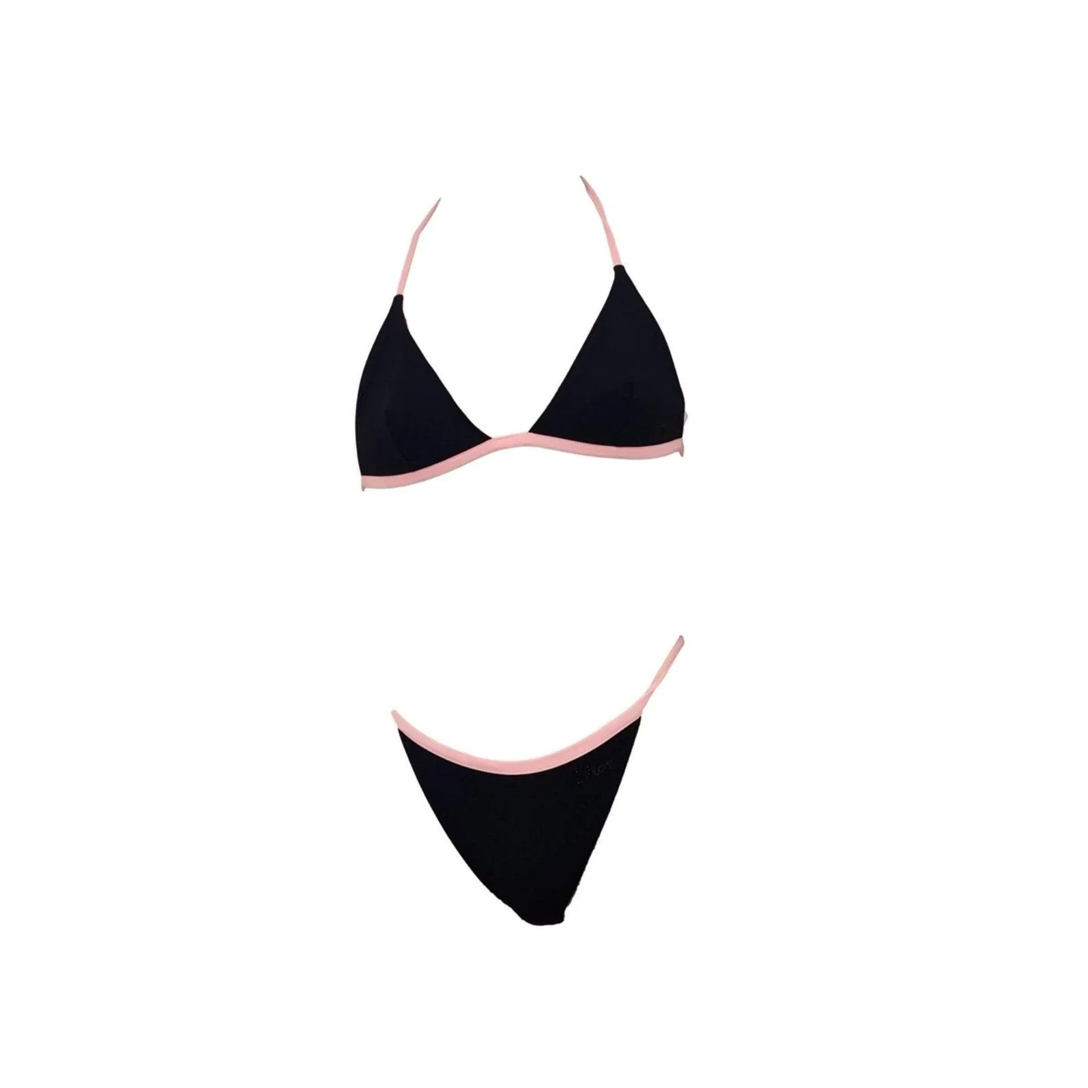Dior Black Rhinestone Logo Bikini