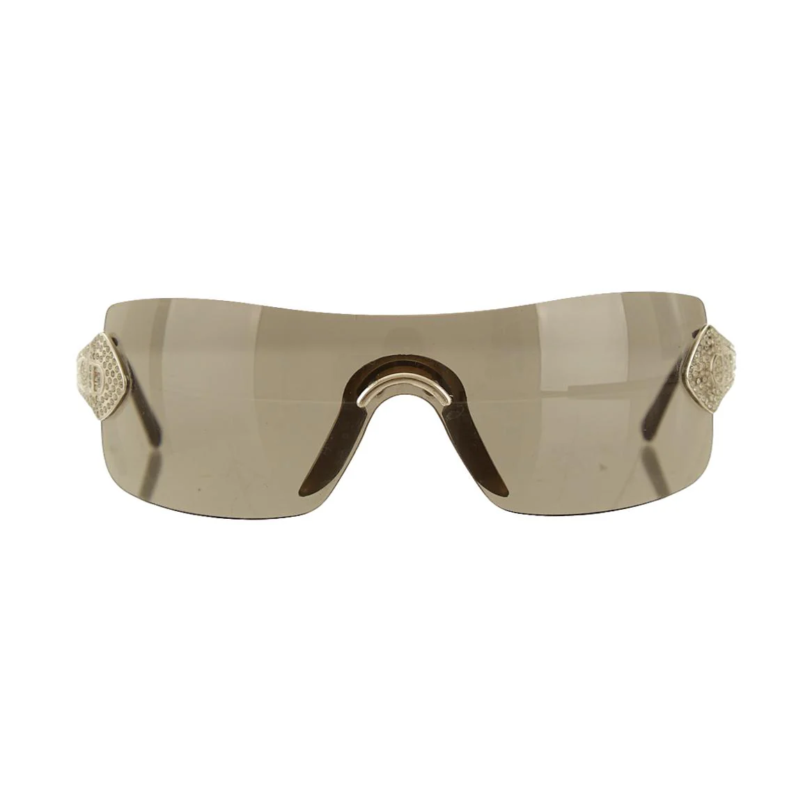Dior Black Rhinestone Logo Shield Sunglasses - Image 2