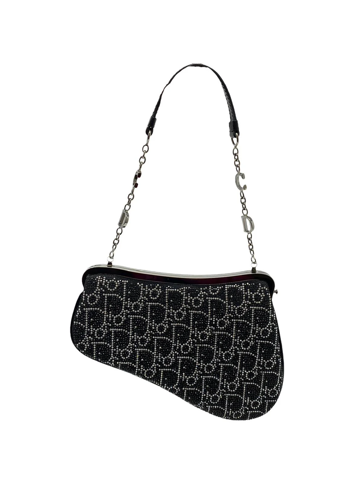Dior Black Rhinestone Mini Saddle Bag - Image 2