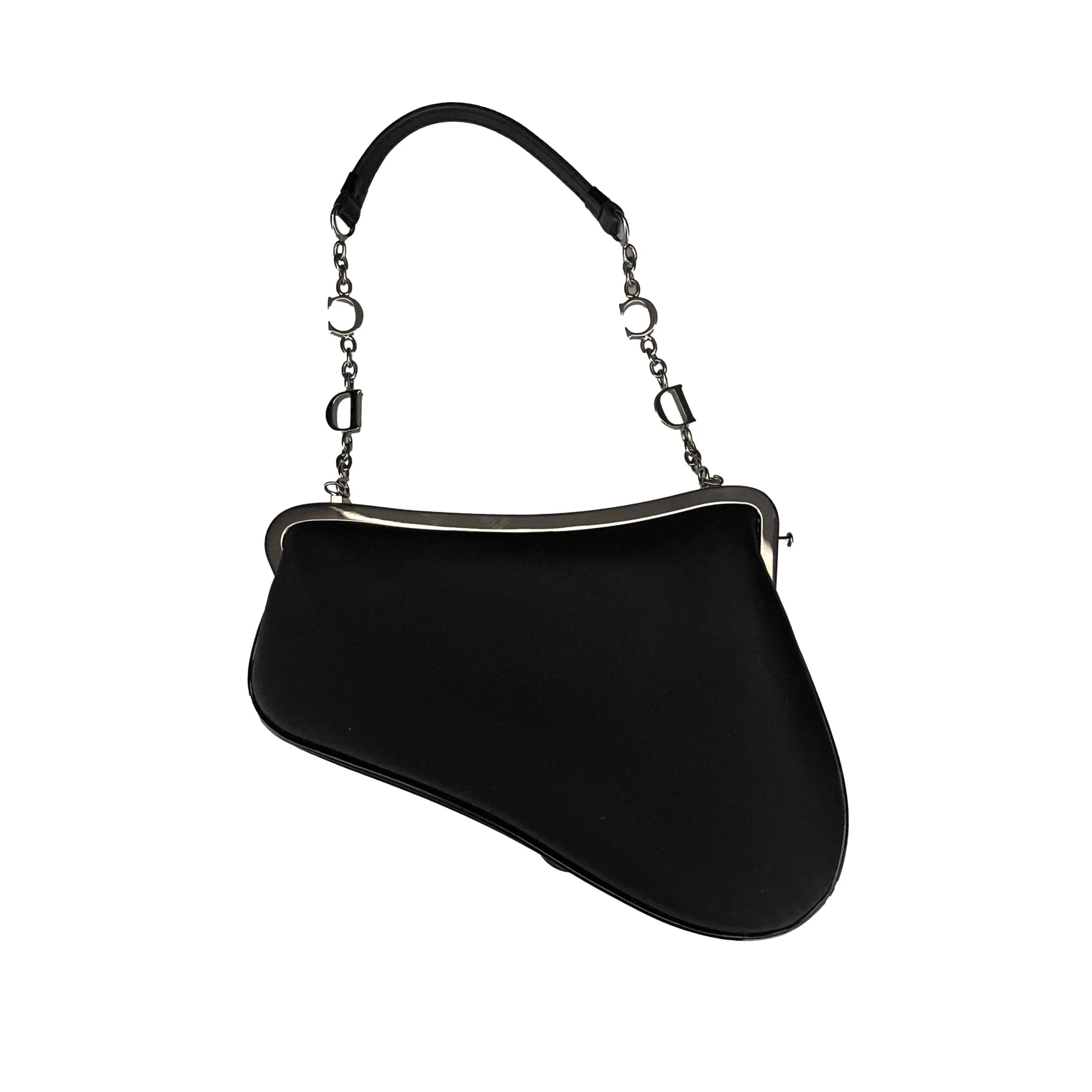 Dior Black Satin Mini Saddle Bag - Image 2
