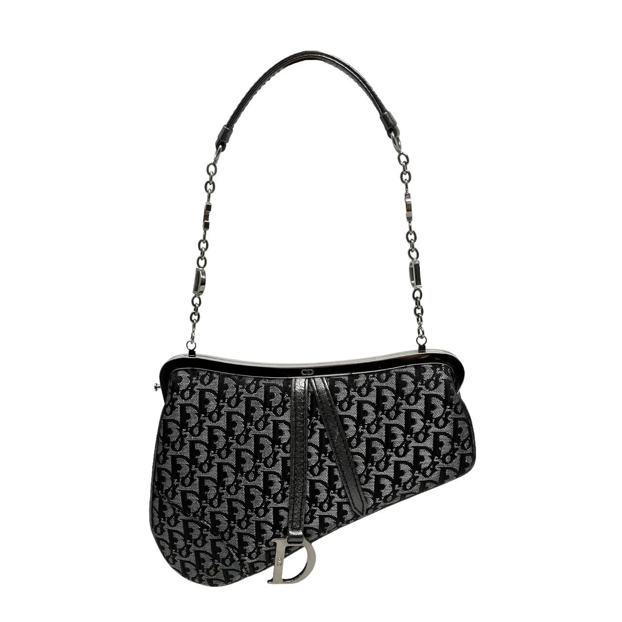 Dior Black Satin Mini Saddle Bag