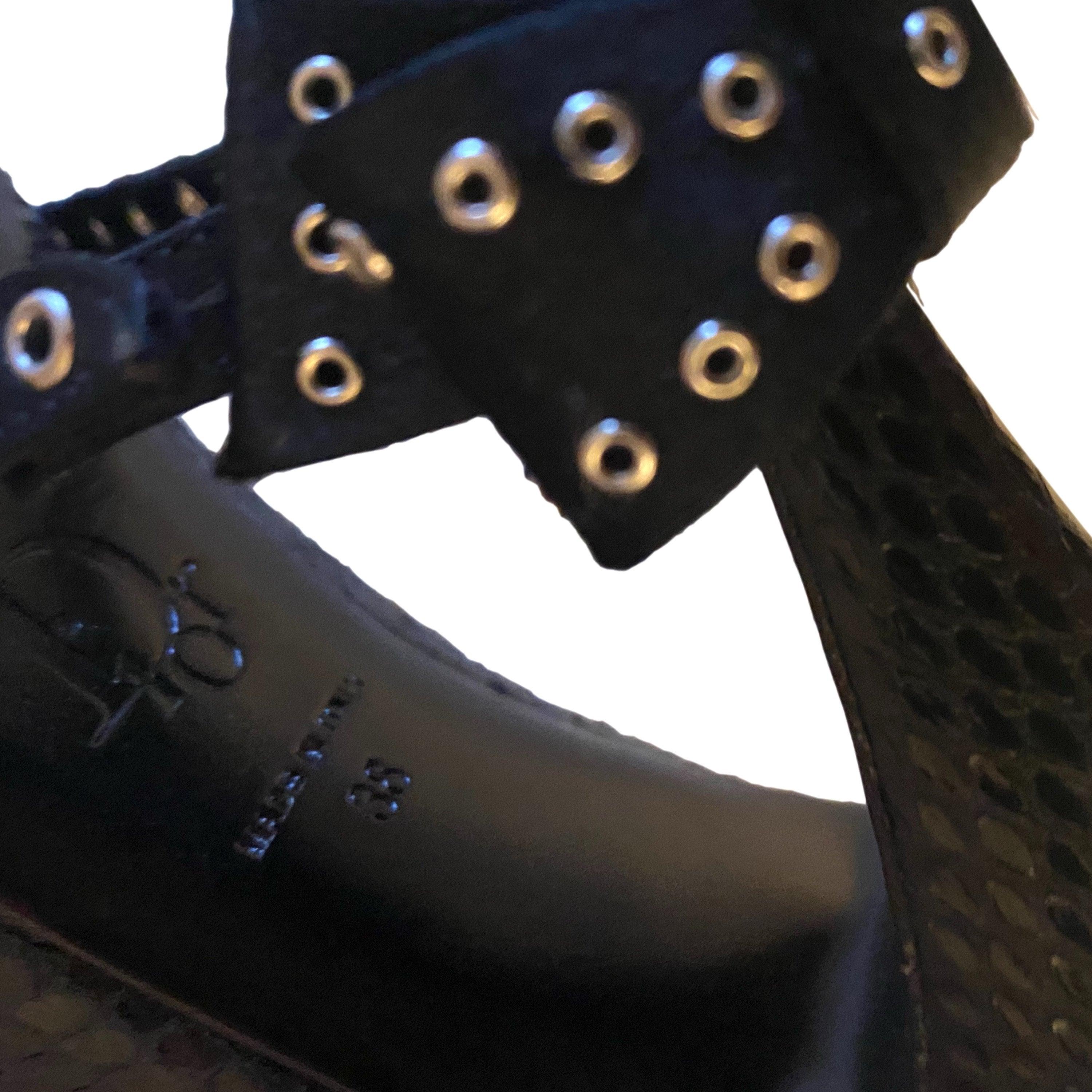 Dior Black Snakeskin Rivet Bow Heels - Image 3