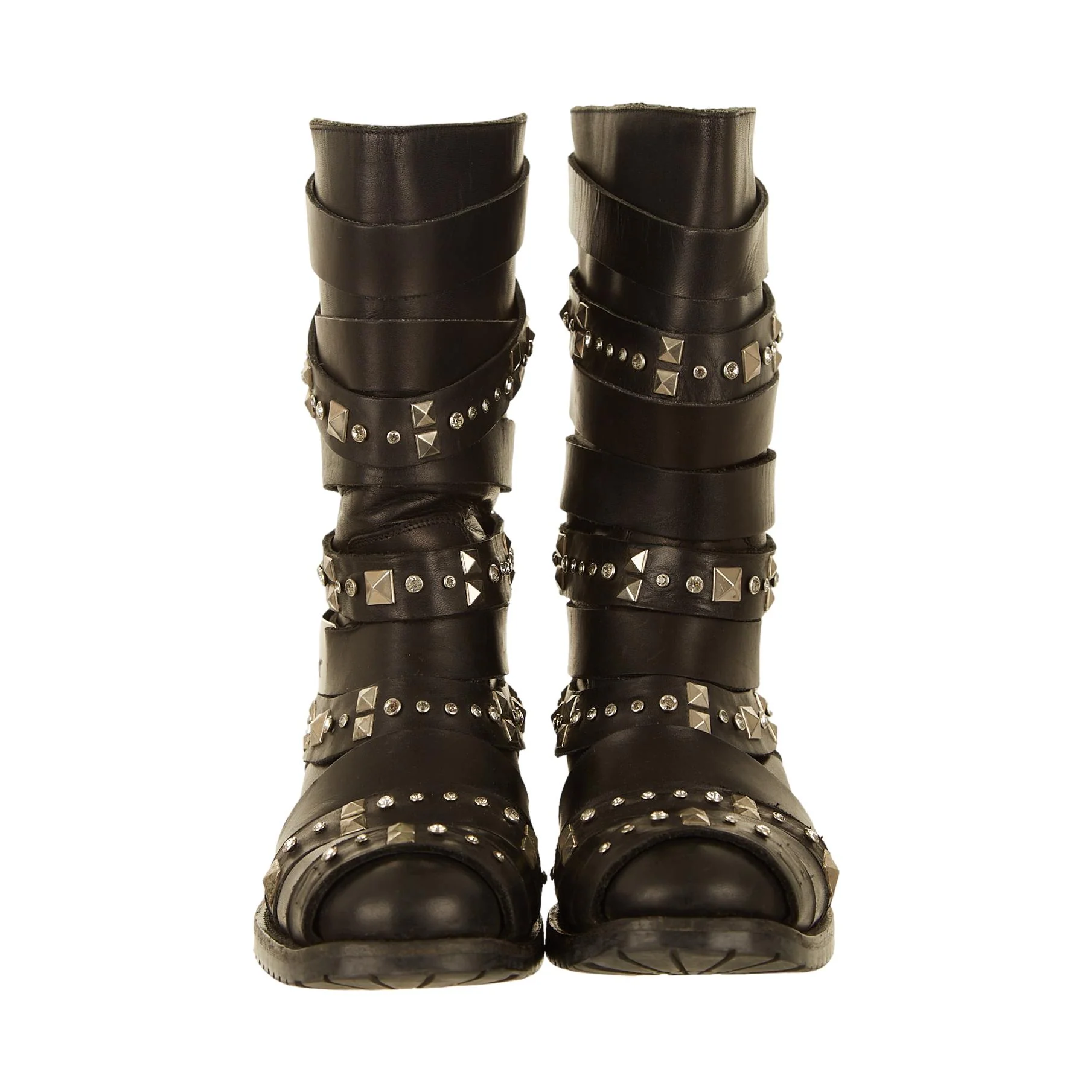 Dior Black Studded Moto Boots - Image 2