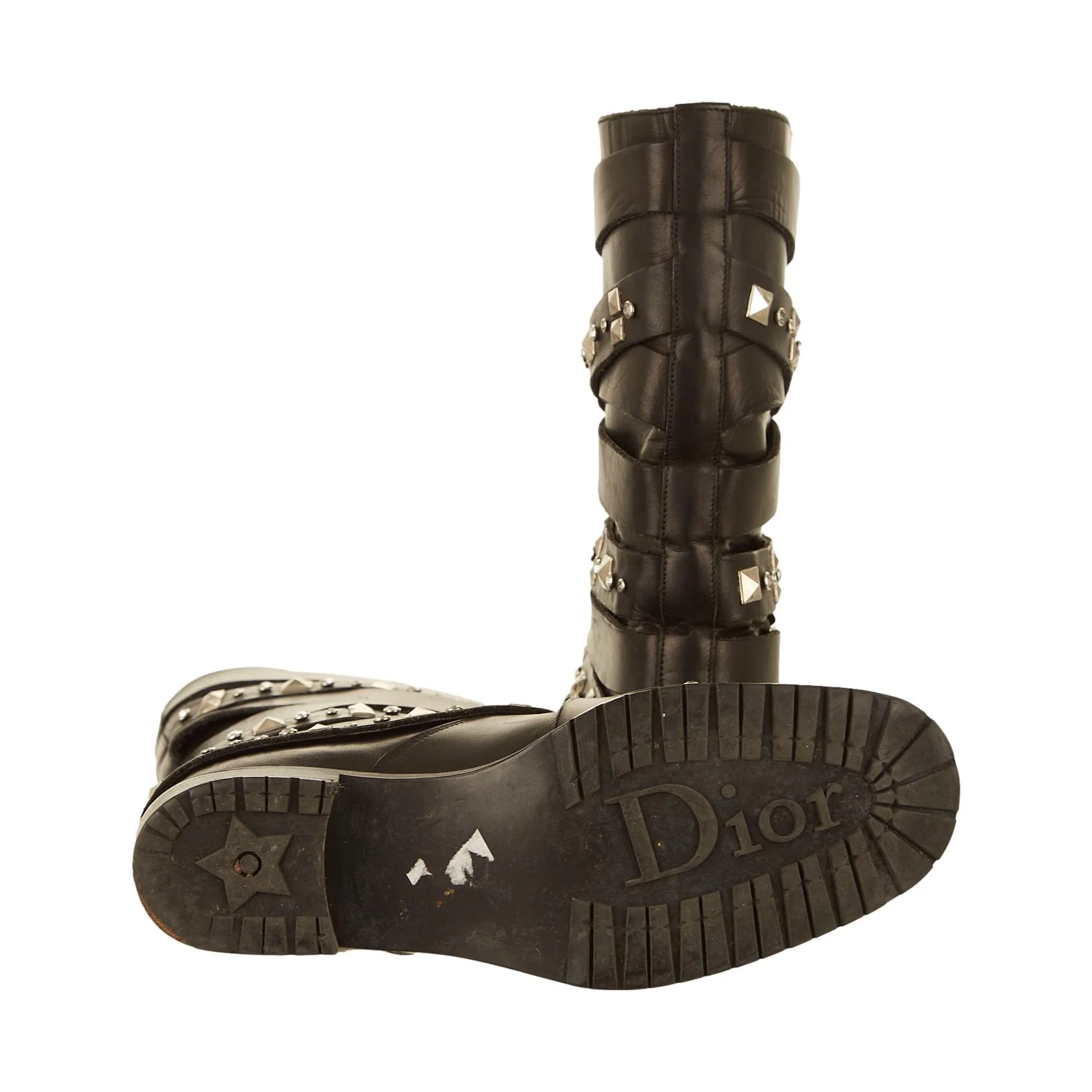 Dior Black Studded Moto Boots - Image 4