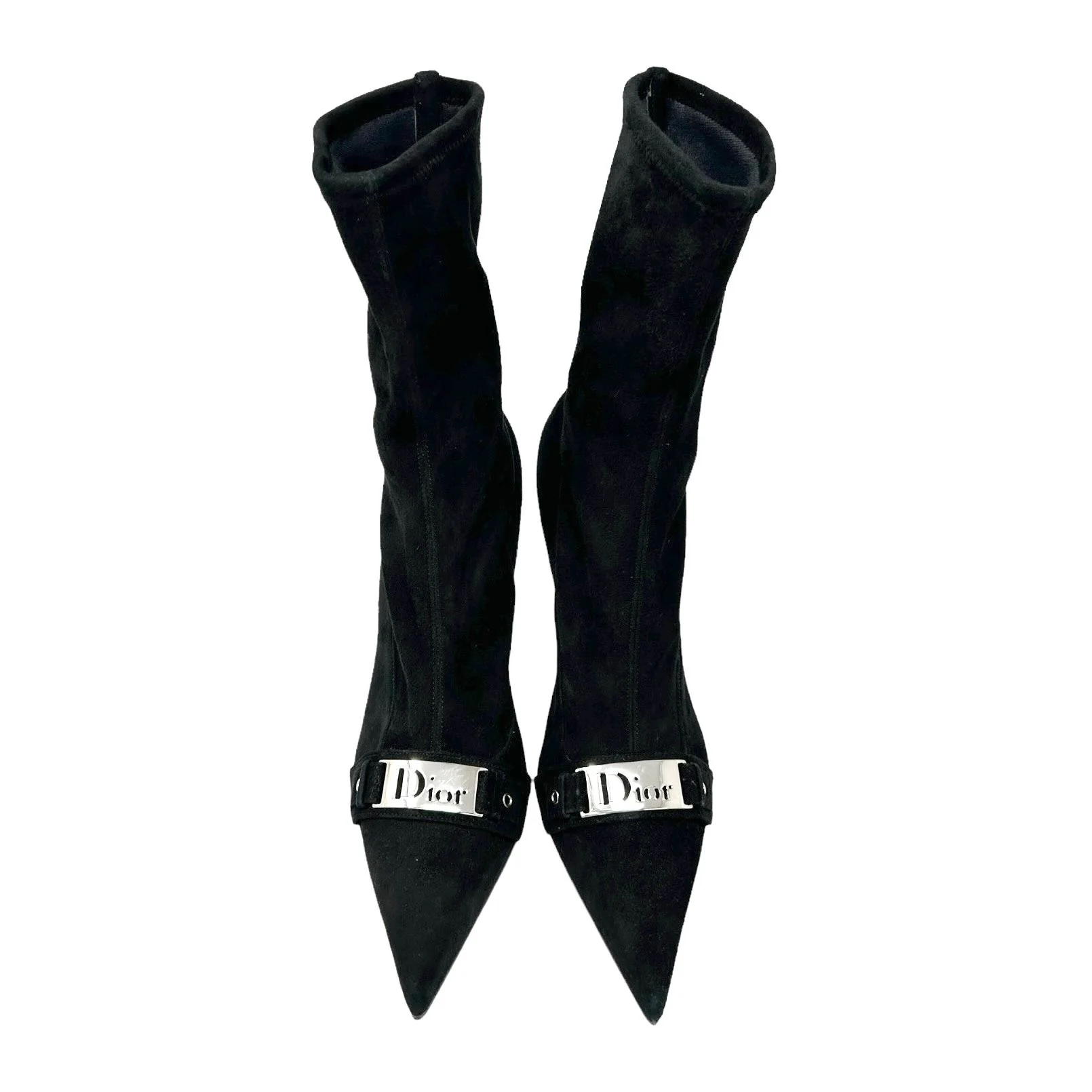 Dior Black Suede Logo Heel Boots - Image 2