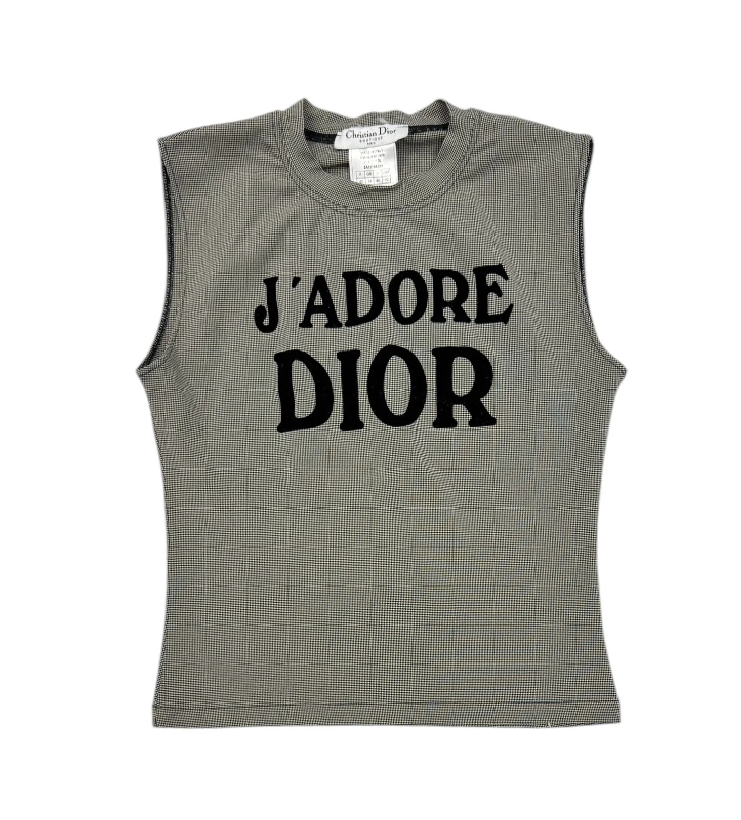Dior Black + White Houndstooth Tank Top