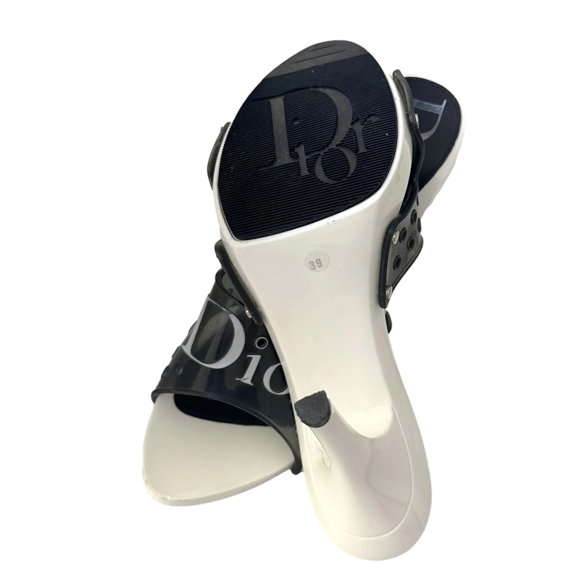 Dior Black + White Logo Jelly Heels - Image 3