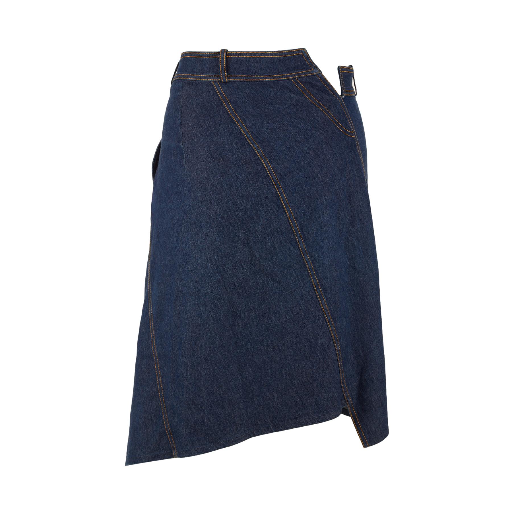 Dior Blue Denim Logo Button Skirt - Image 2