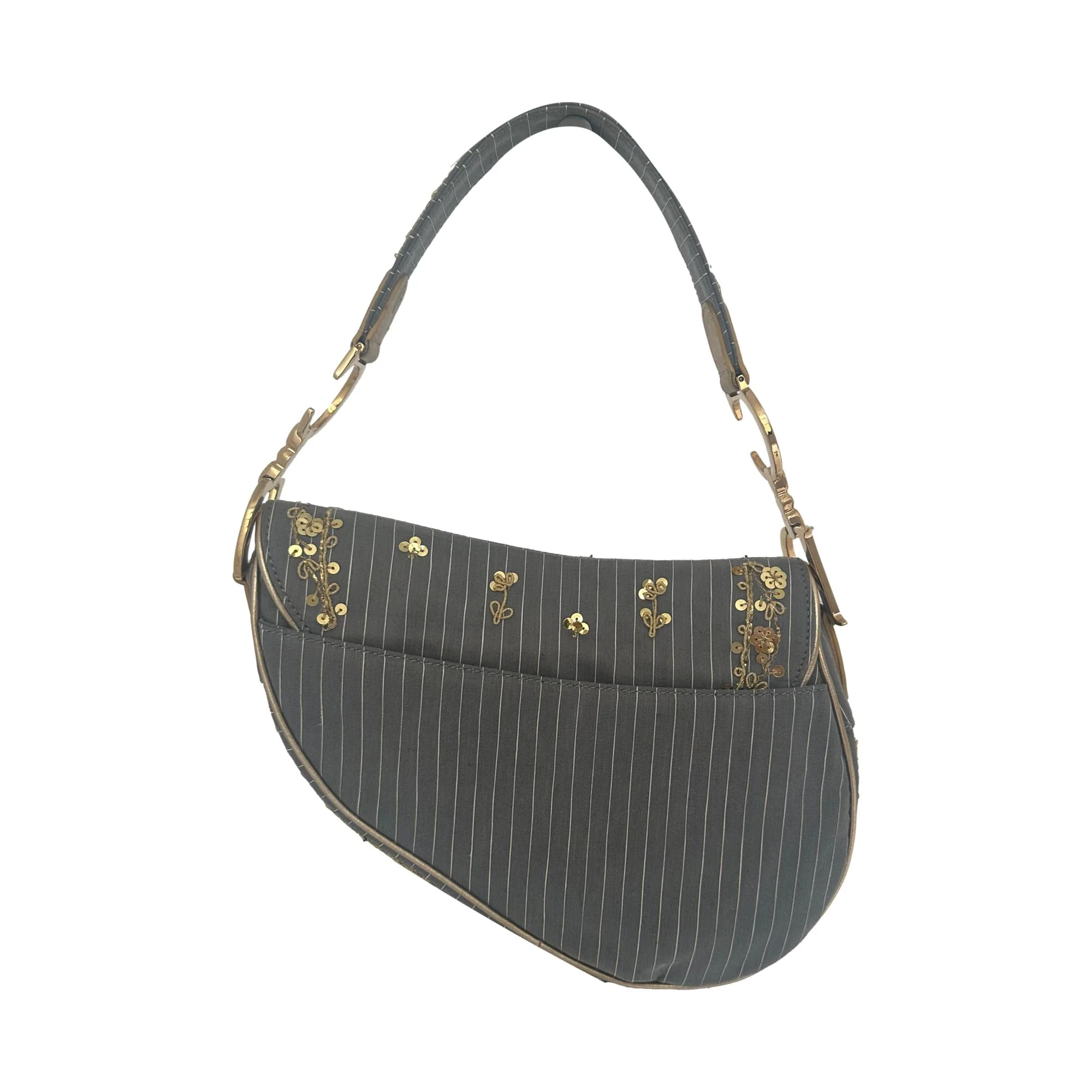 Dior Blue Limited Edition Pinstripe Saddle Bag - Image 3