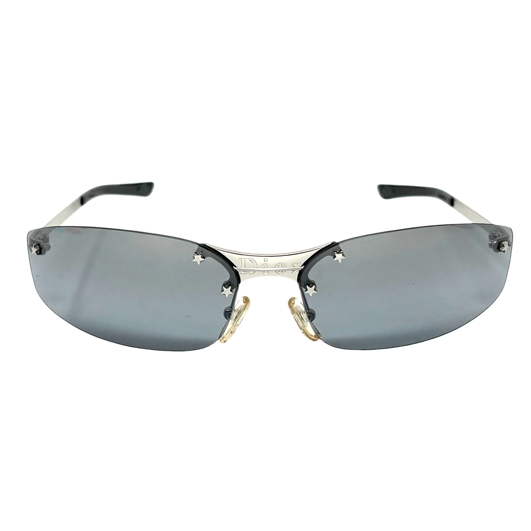 Dior Blue Logo Rimless Sunglasses