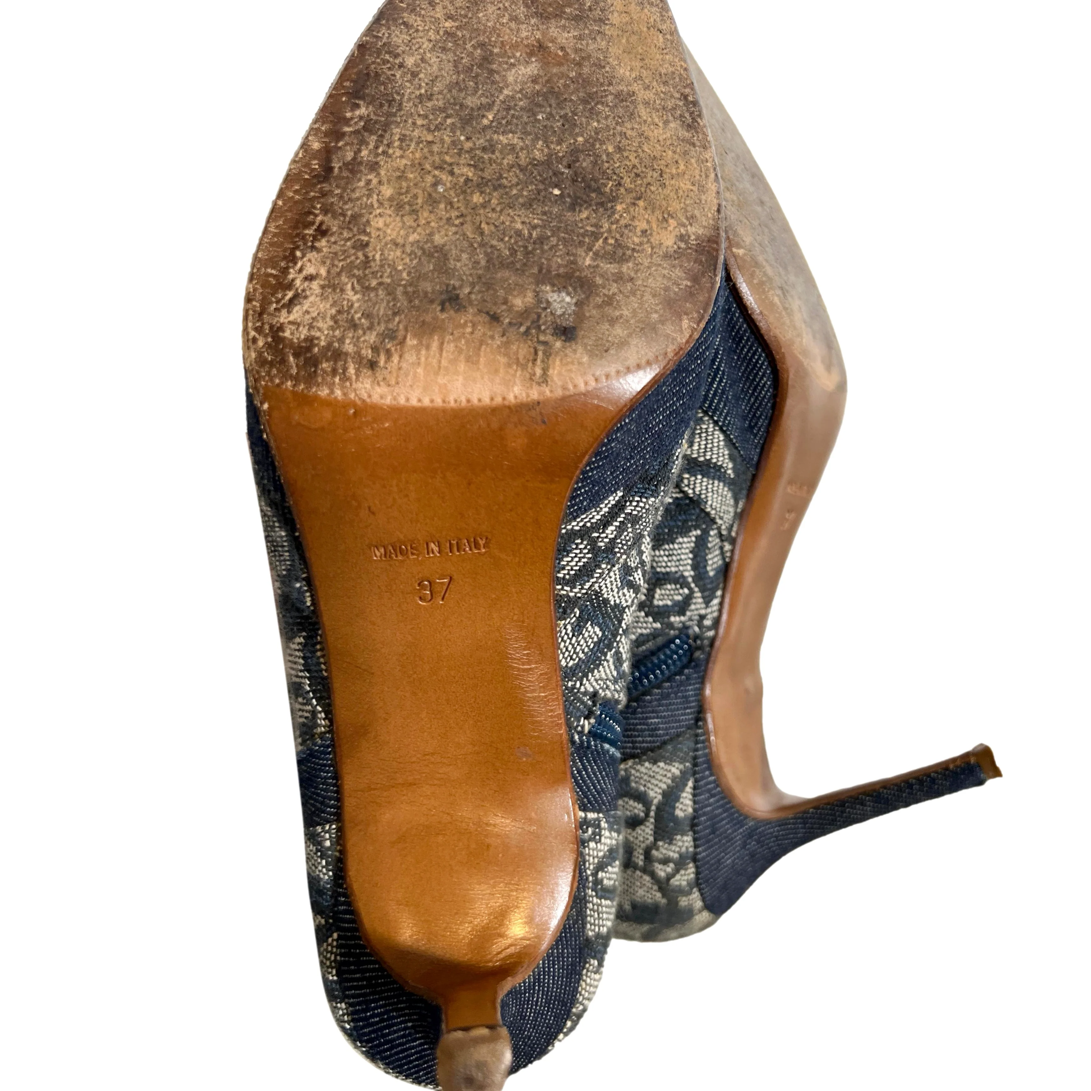 Dior Blue Monogram Lace Up Boots - Image 3