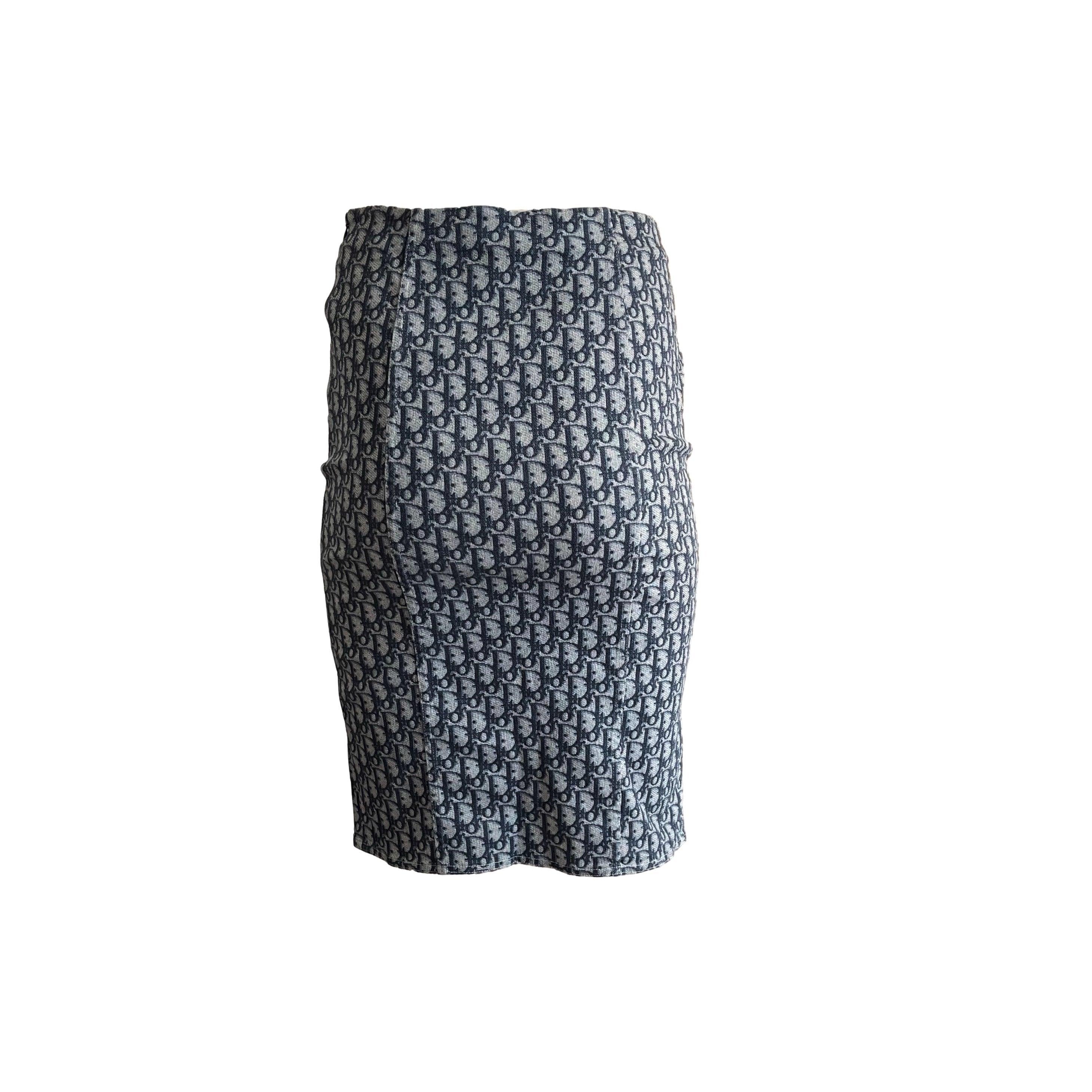 Dior Blue Monogram Pencil Skirt - Image 2