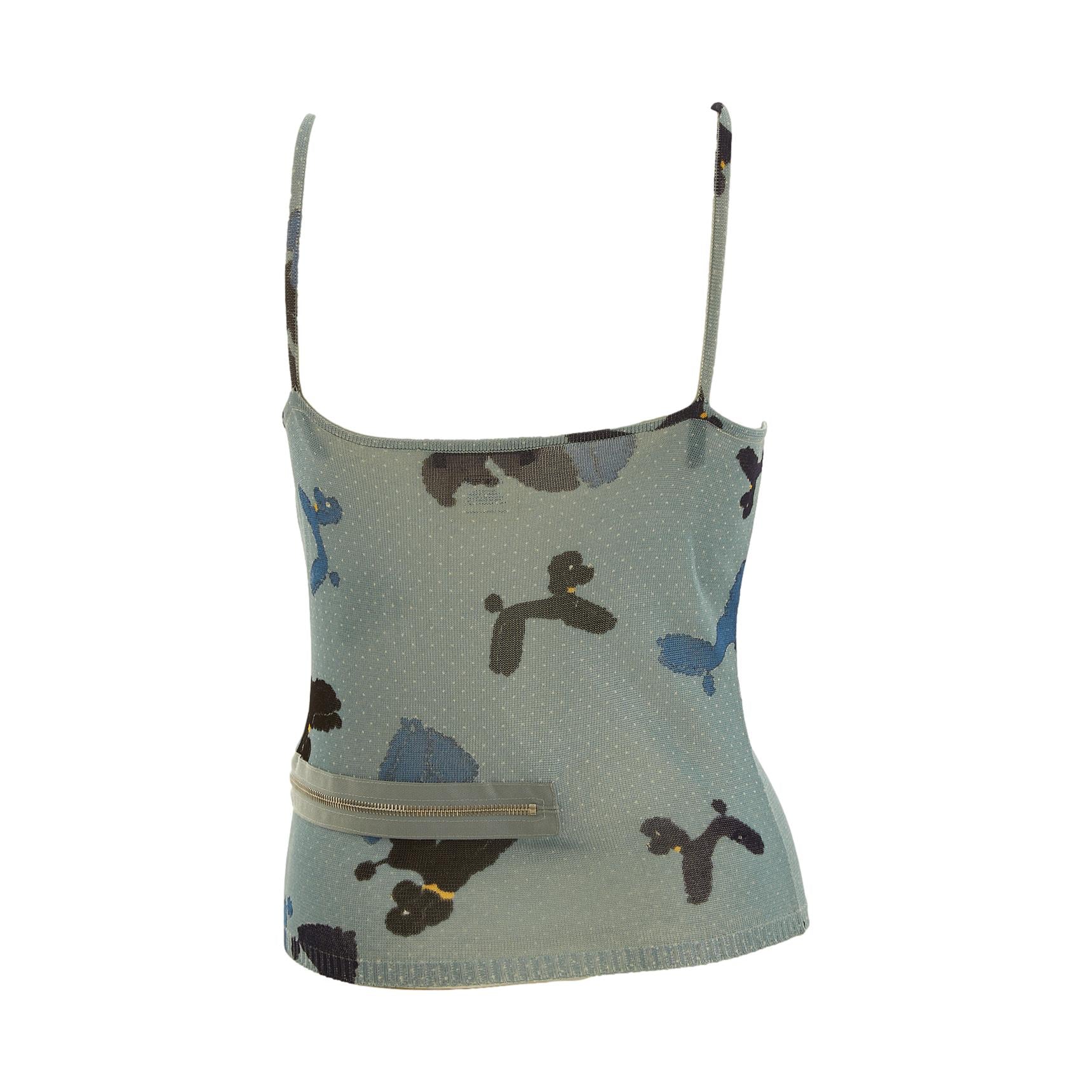 Dior Blue Poodle Print Zipper Tank - Image 2