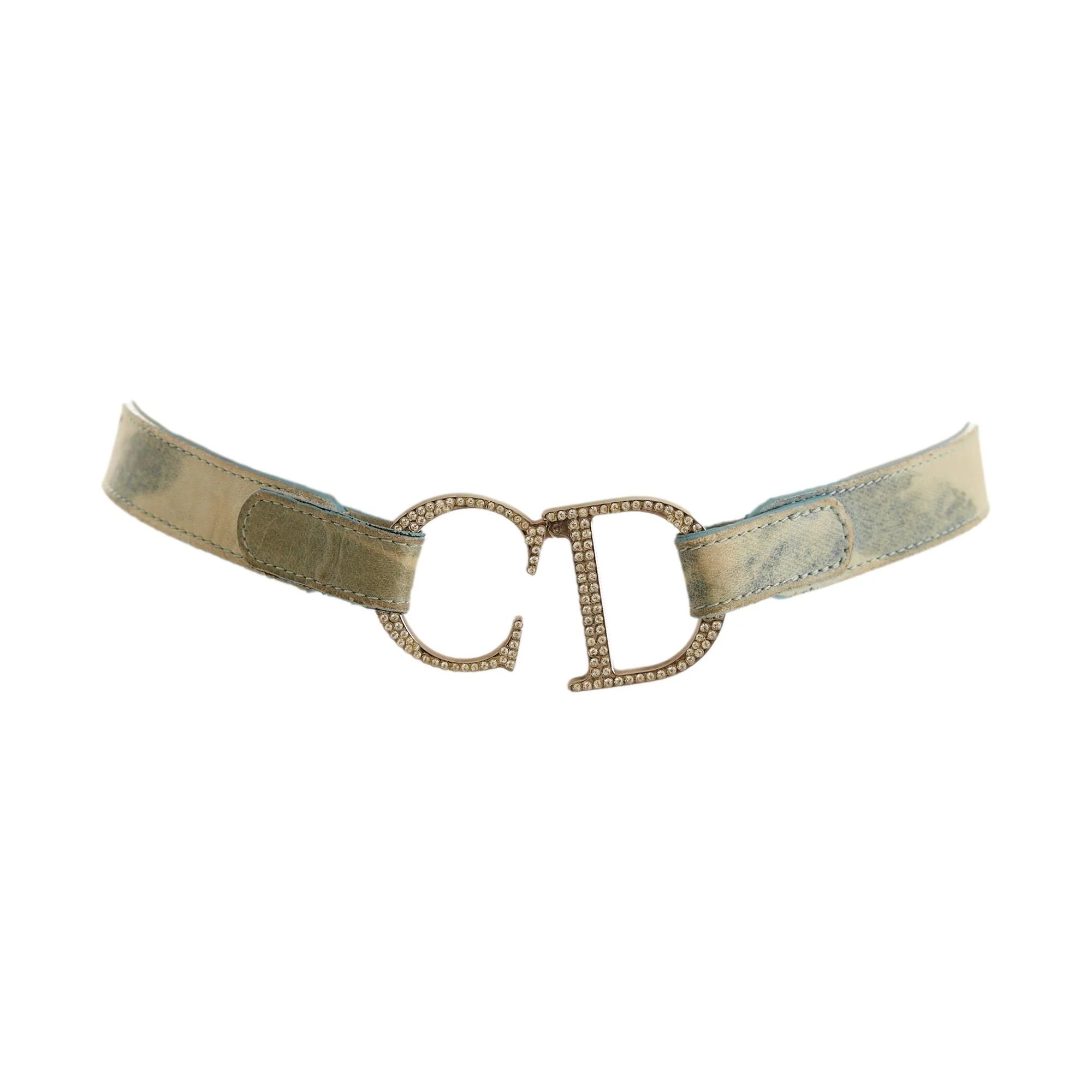 Dior Blue Rhinestone 'CD' Logo Belt