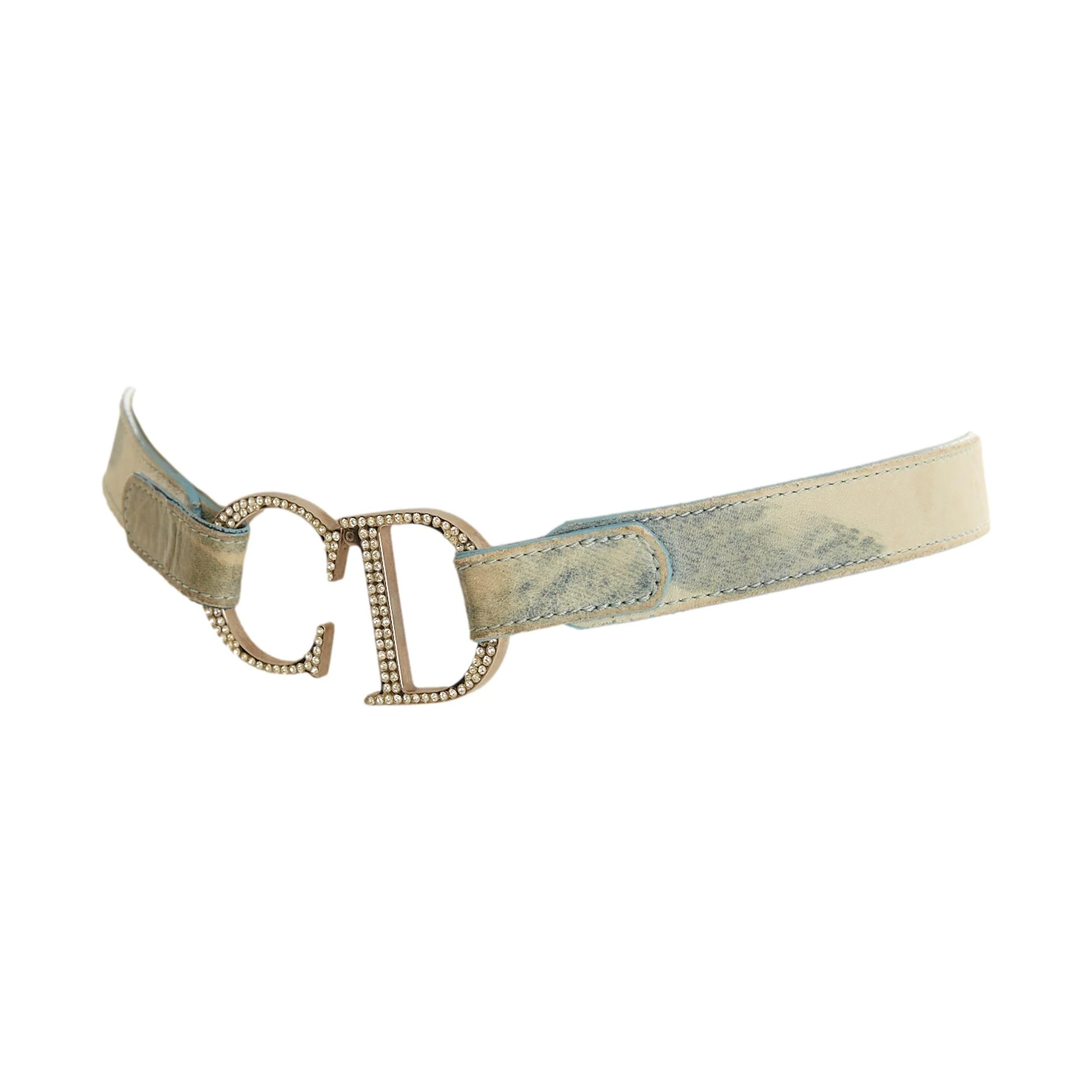 Dior Blue Rhinestone 'CD' Logo Belt - Image 2