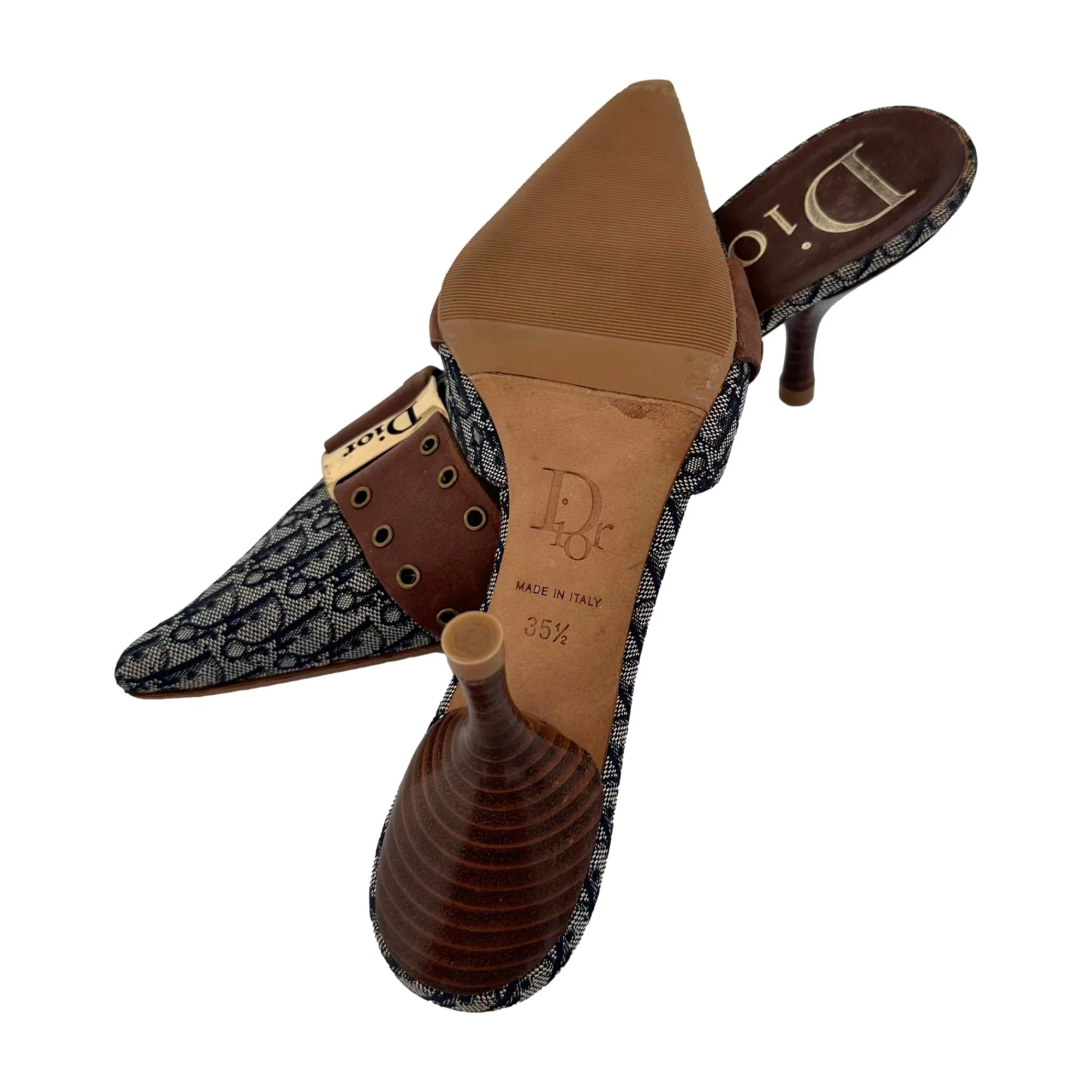 Dior Brown Slip On Logo Heels - Image 3