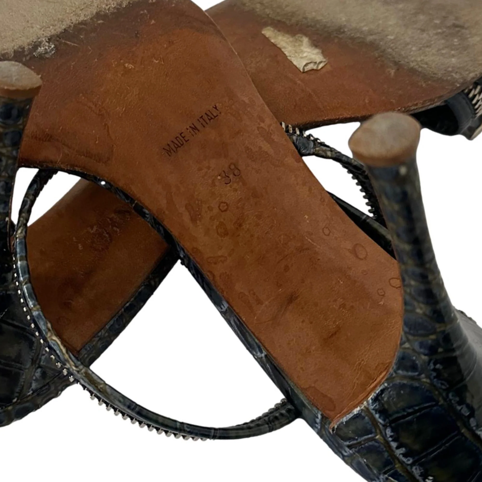 Dior Blue Snakeskin Zipper Ankle Heels - Image 3