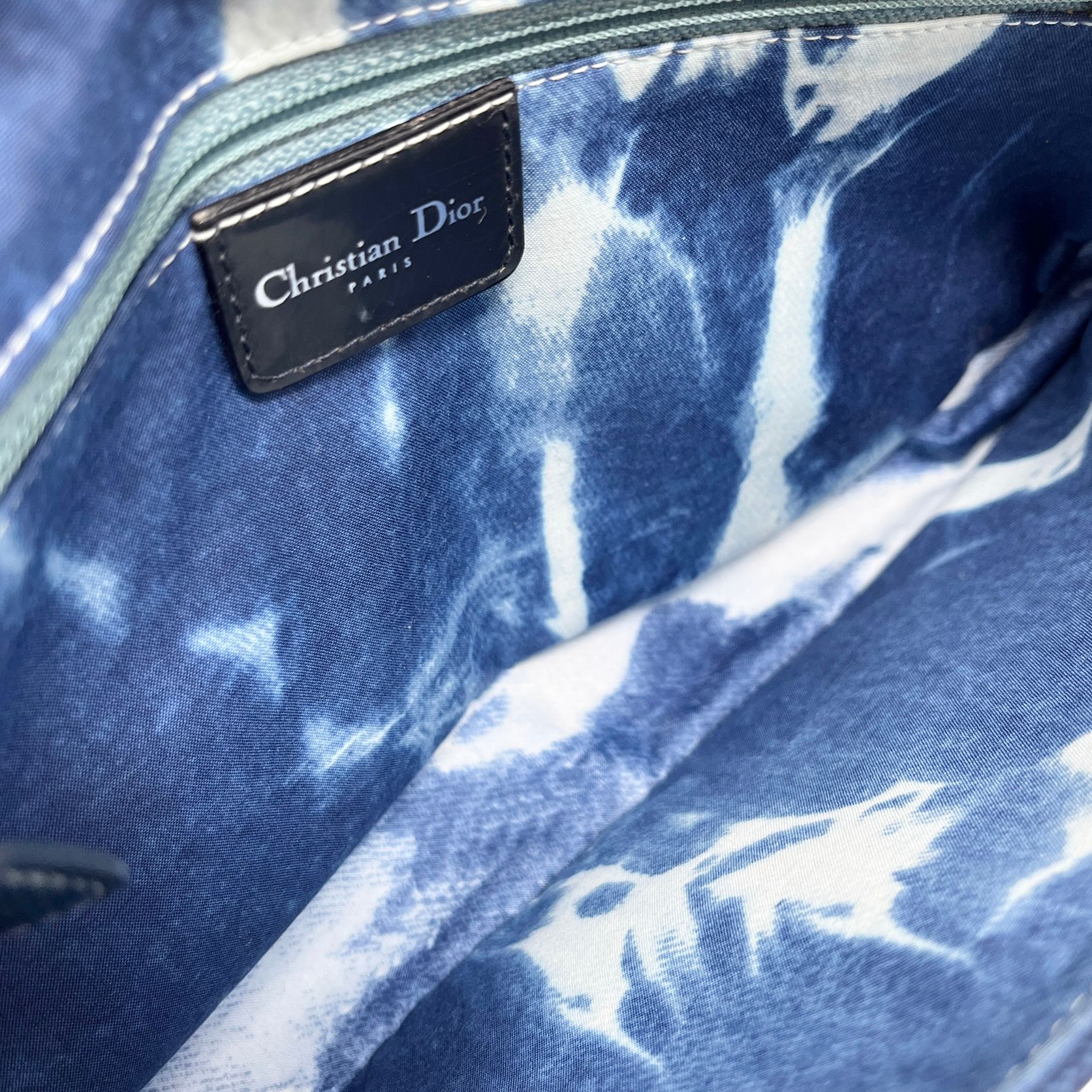 Dior Blue Tie Dye Ostrich Shoulder Bag - Image 3