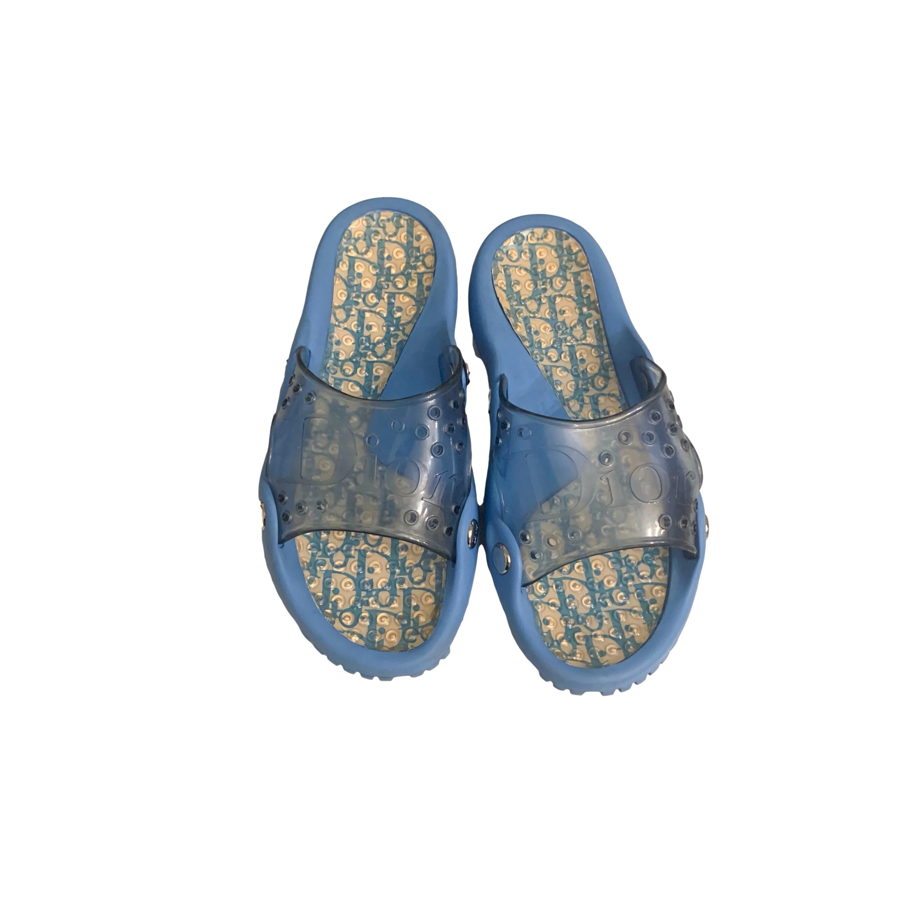 Dior Bright Blue Rubber Slides