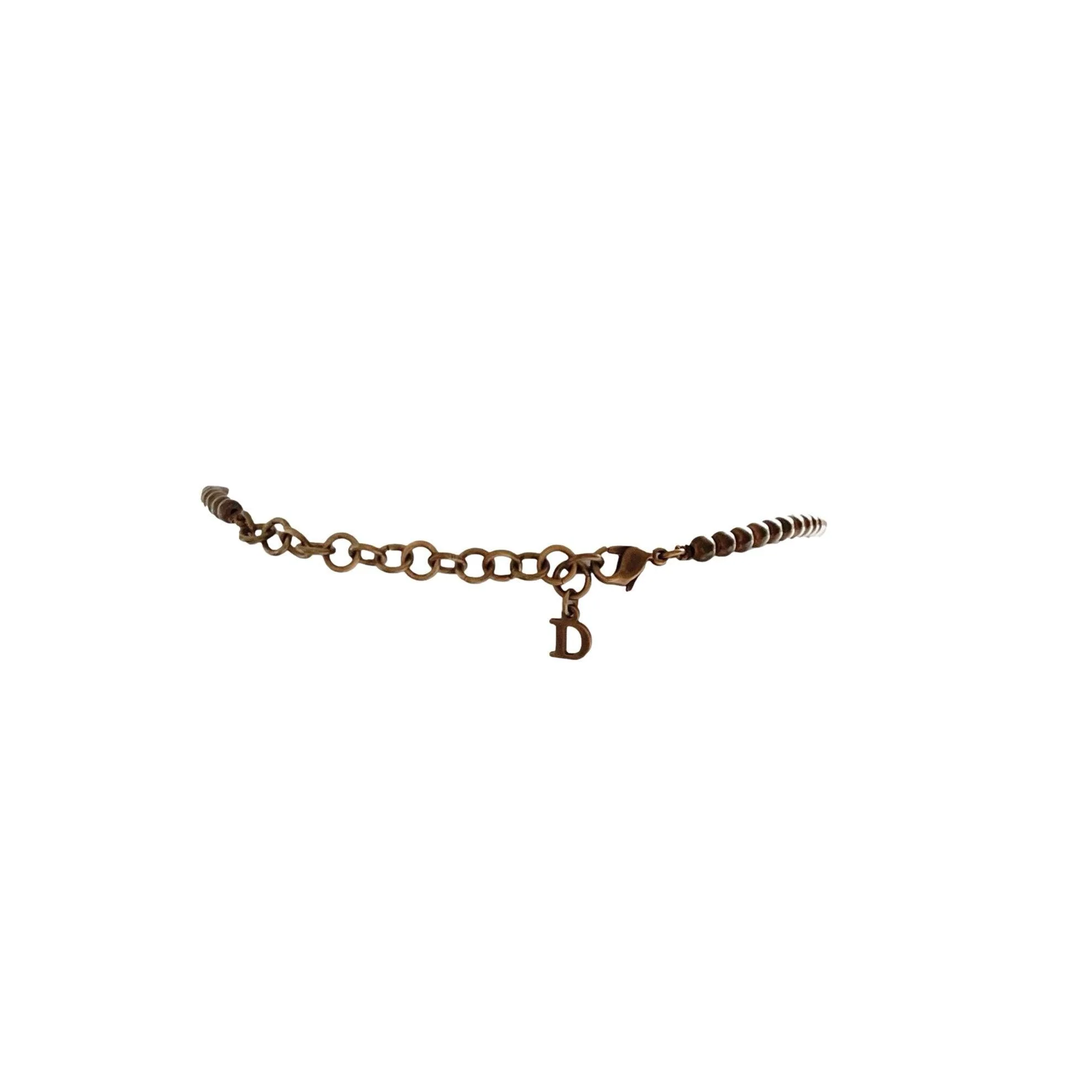 Dior Bronze Beaded Layered Logo Necklace - Image 3