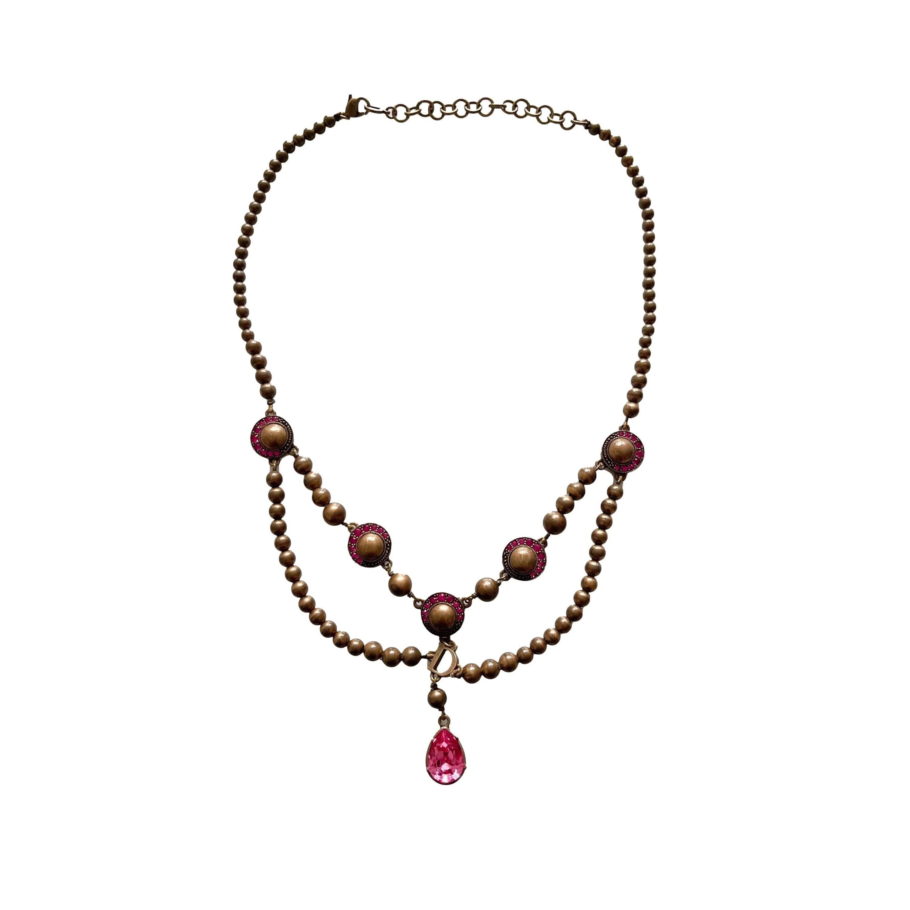 Dior Bronze Beaded Layered Logo Necklace - Image 4