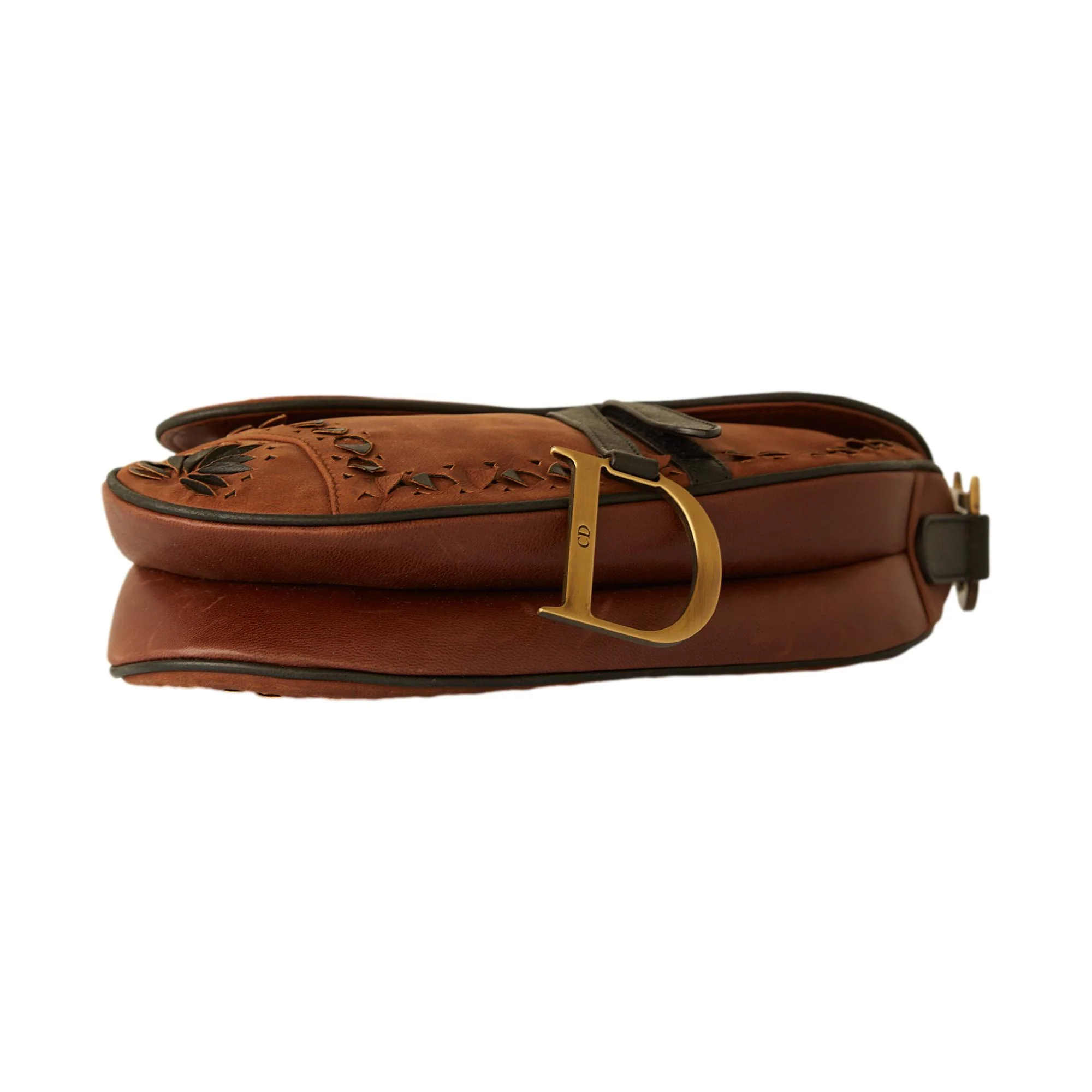 Dior Brown + Black Leather Saddle Bag - Image 3