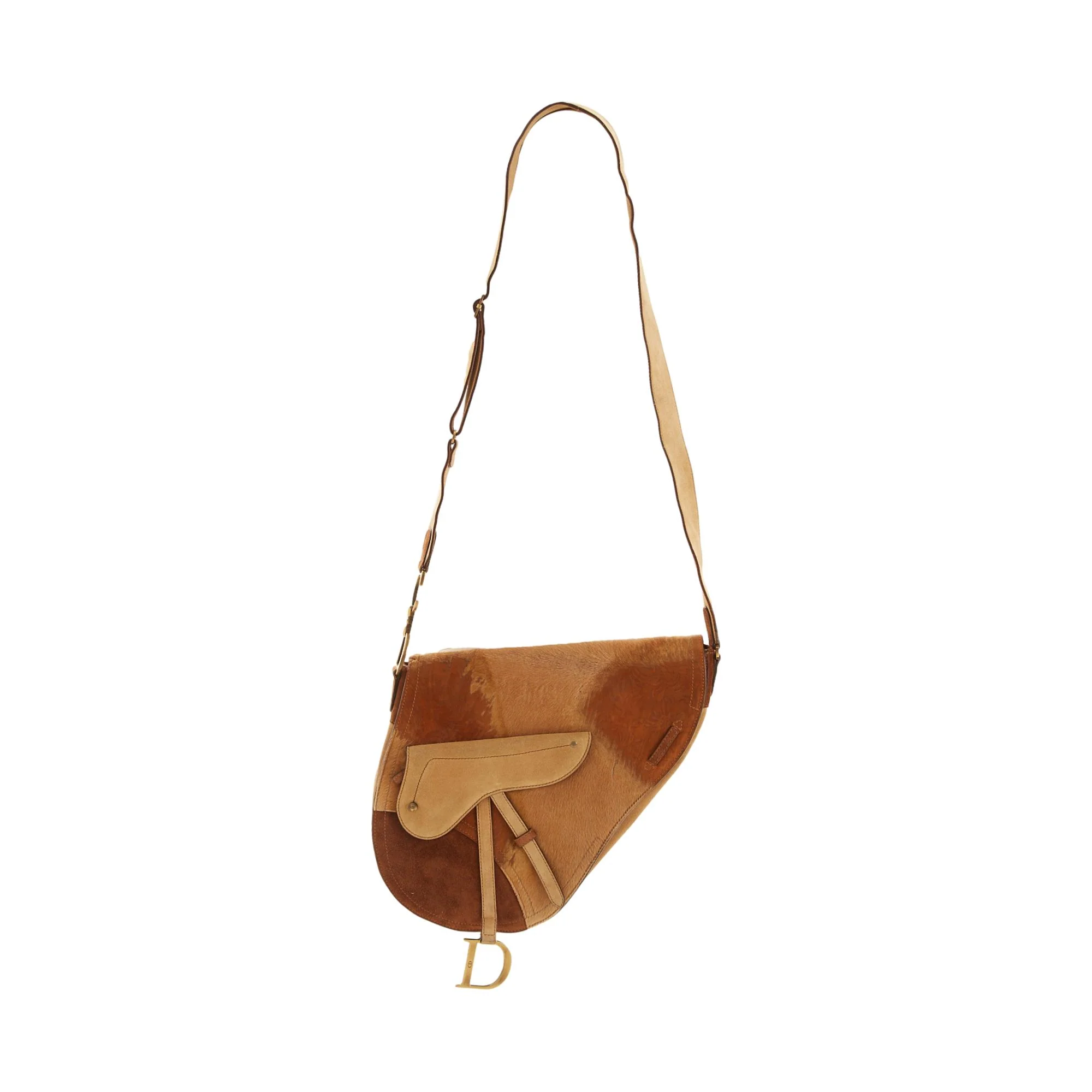 Dior Brown Calf Hair Jumbo Saddle Bag - Image 2