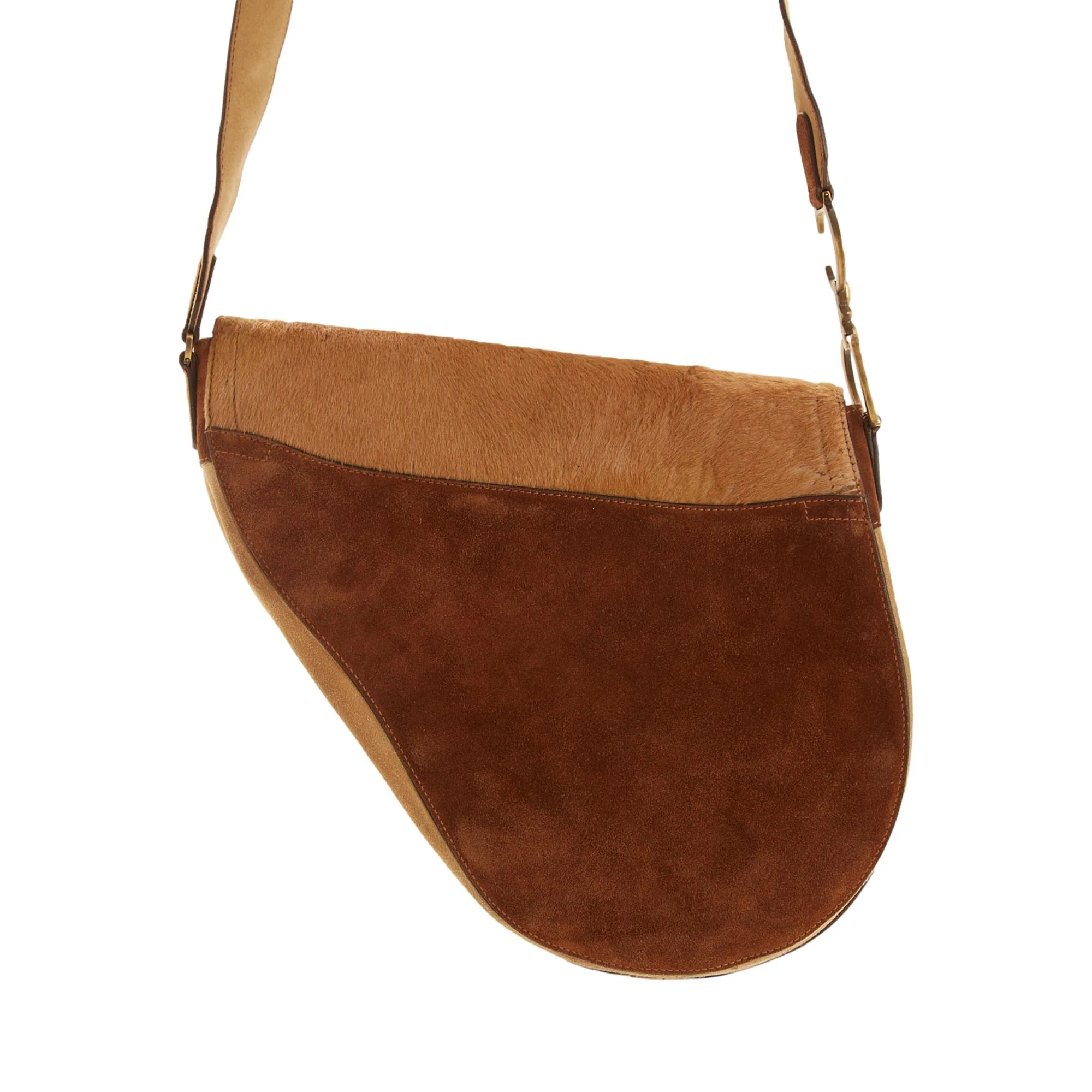 Dior Brown Calf Hair Jumbo Saddle Bag - Image 3