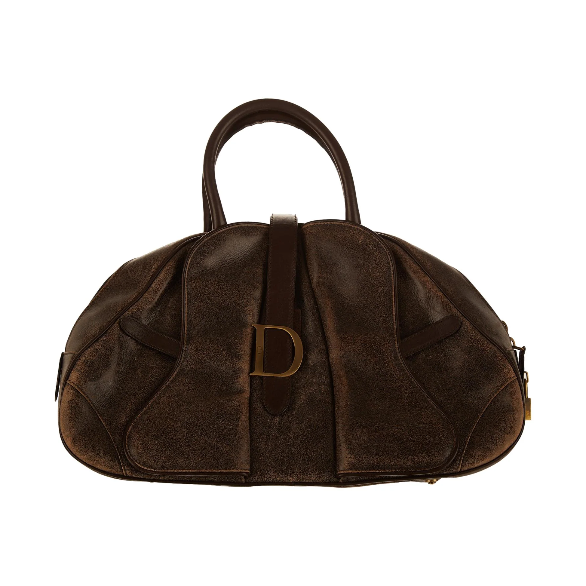 Dior Brown Distressed Top Handle Bag
