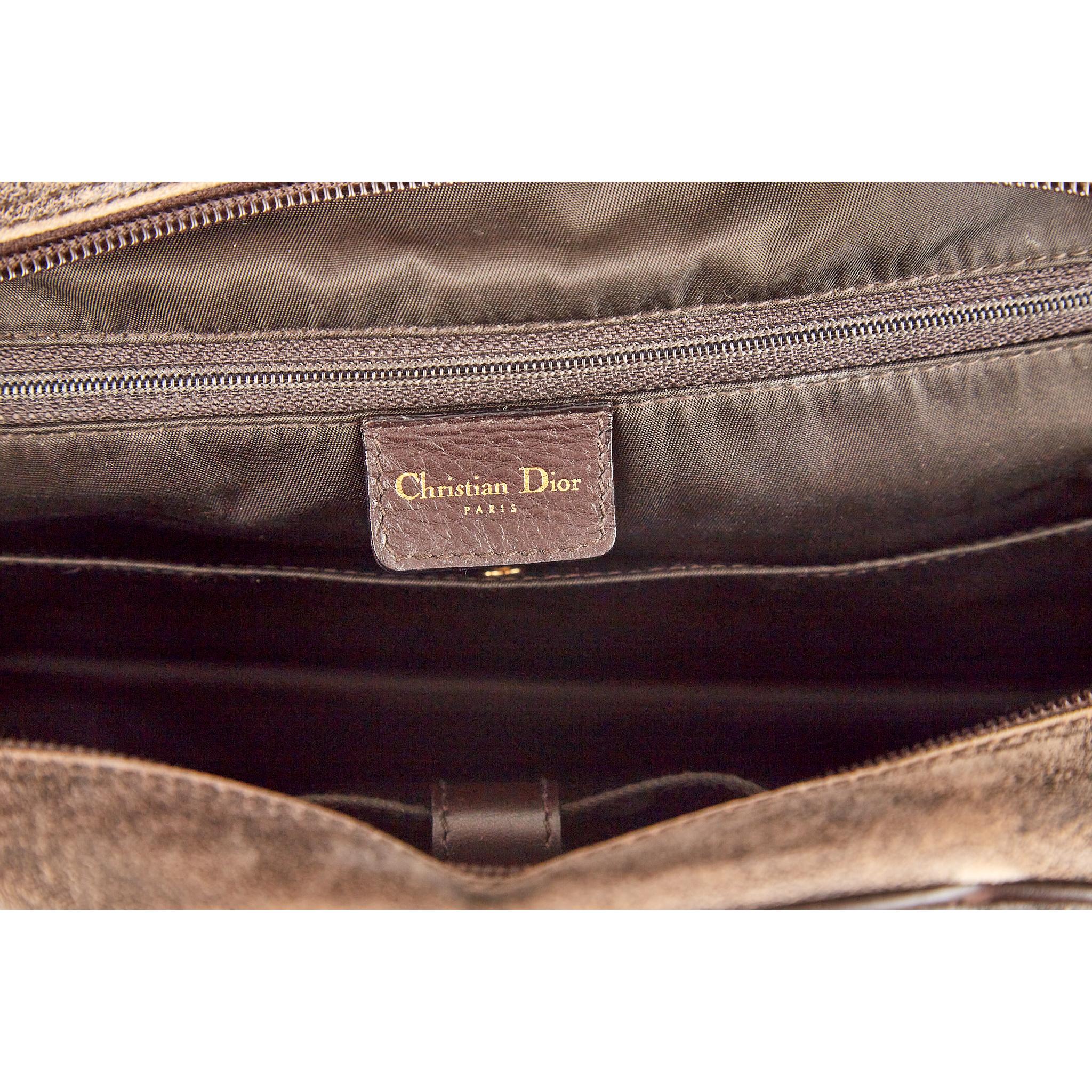 Dior Brown Distressed Top Handle Bag - Image 4