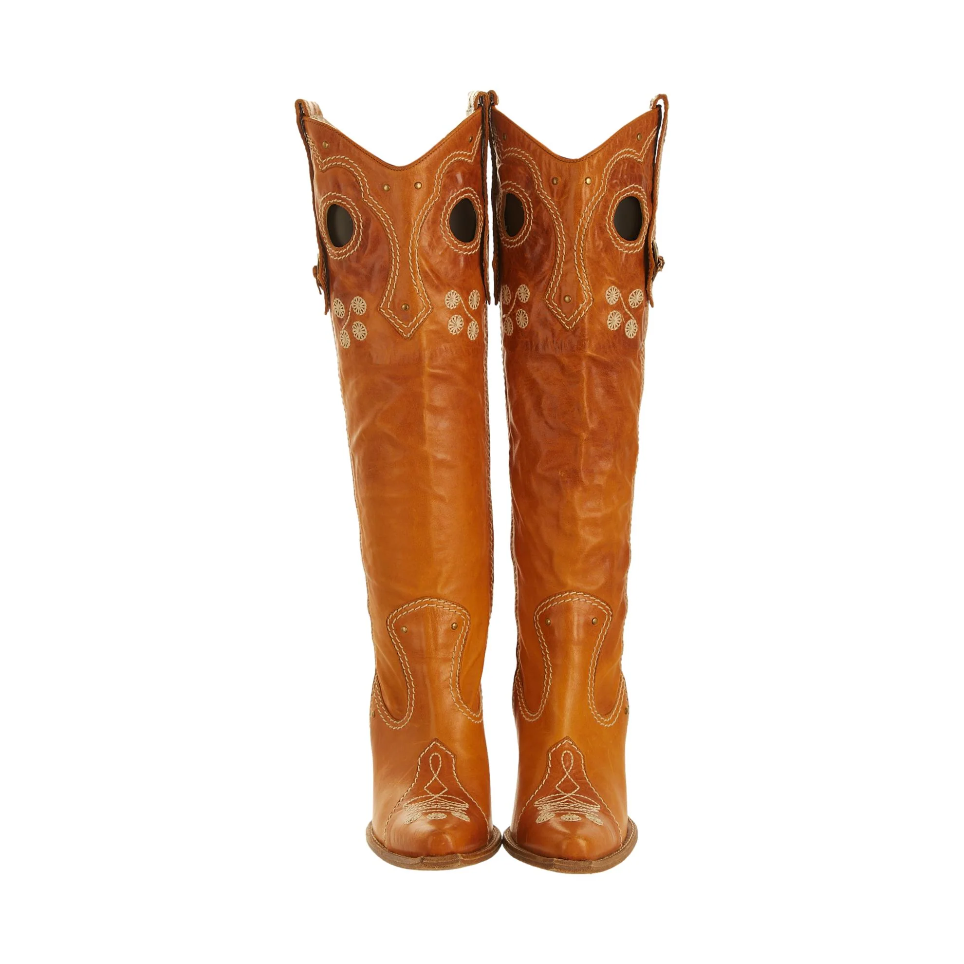 Dior Brown Embroidered Cowboy Boots - Image 2
