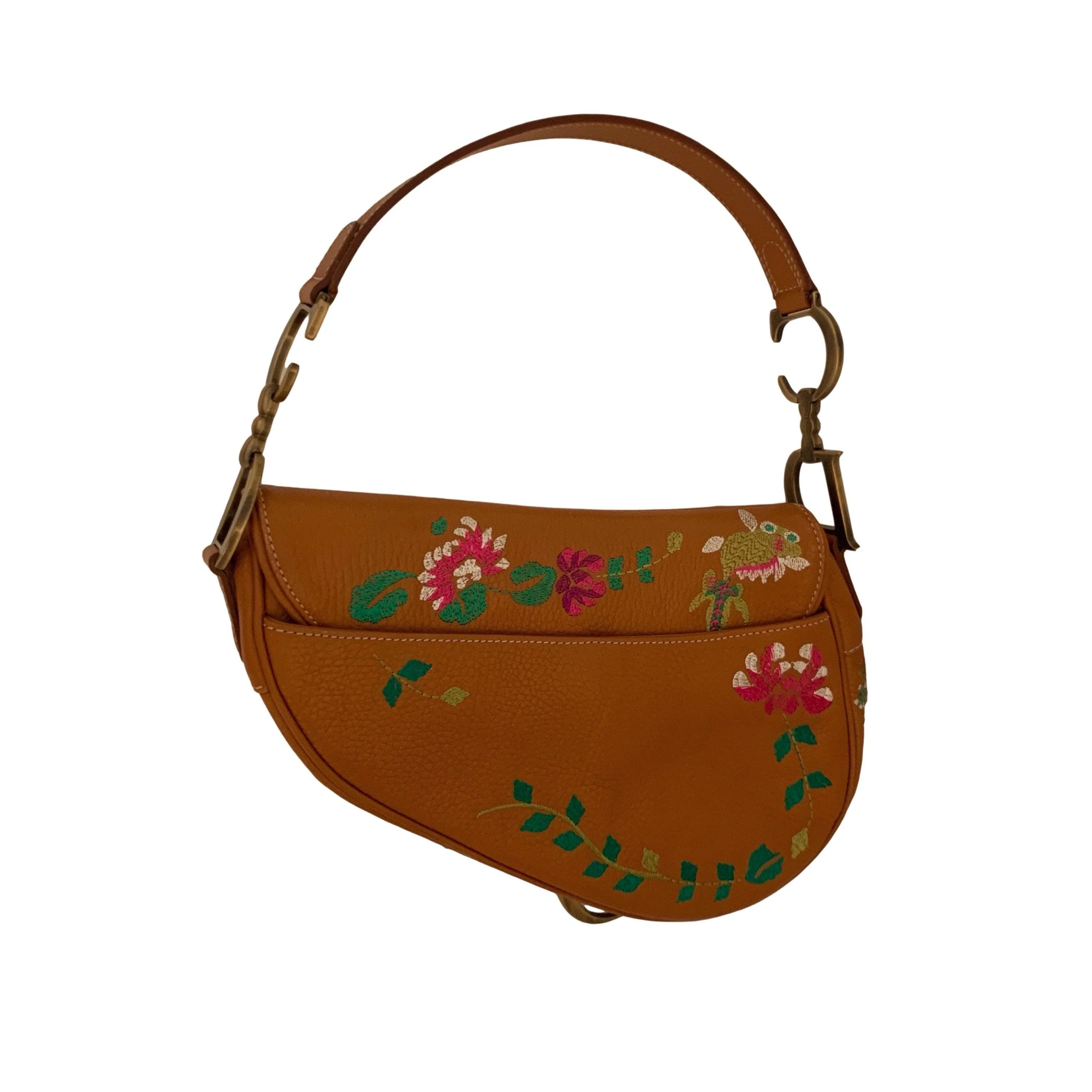 Dior Brown Embroidered Koi Leather Saddle Bag - Image 2