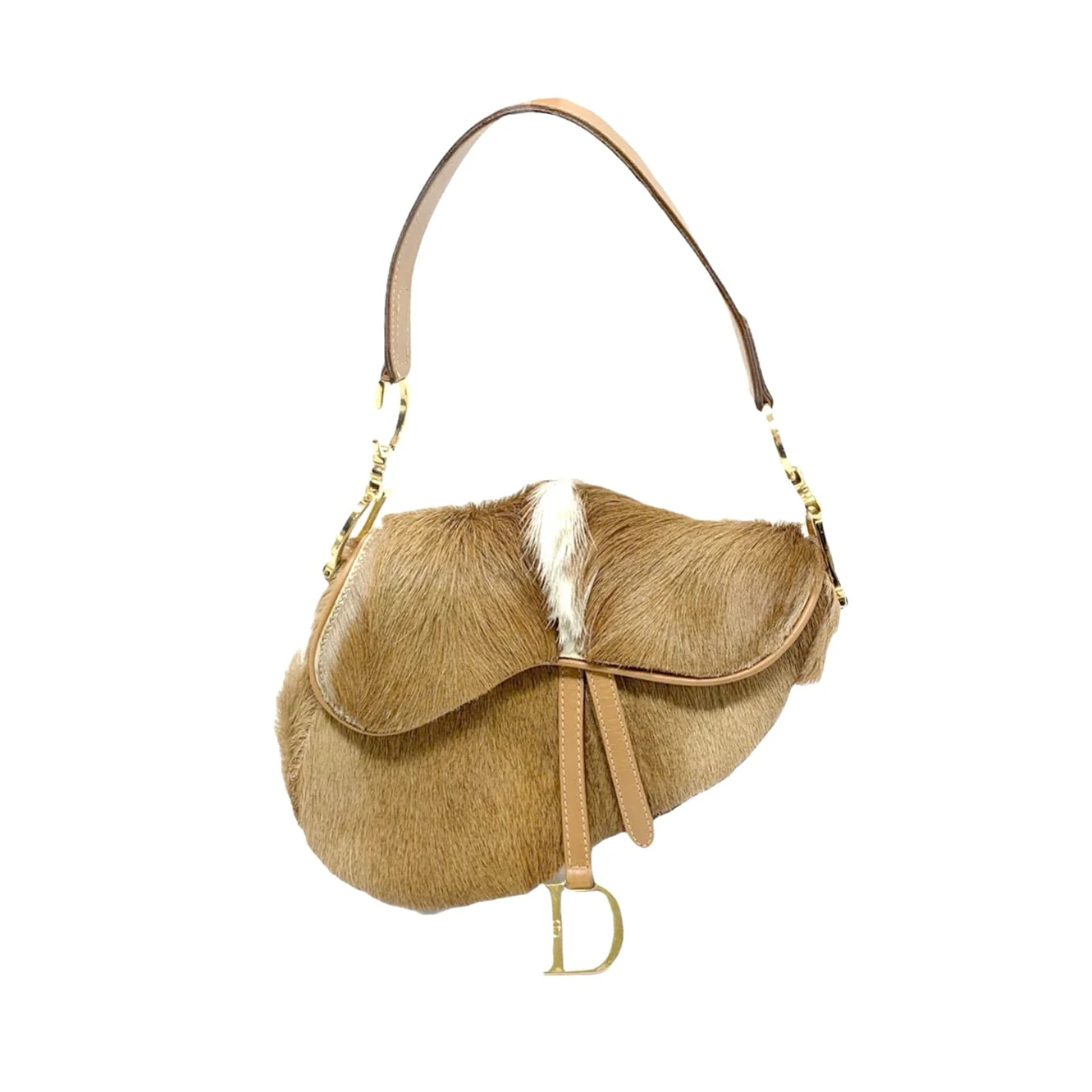 Dior Brown Fur Mini Saddle Bag