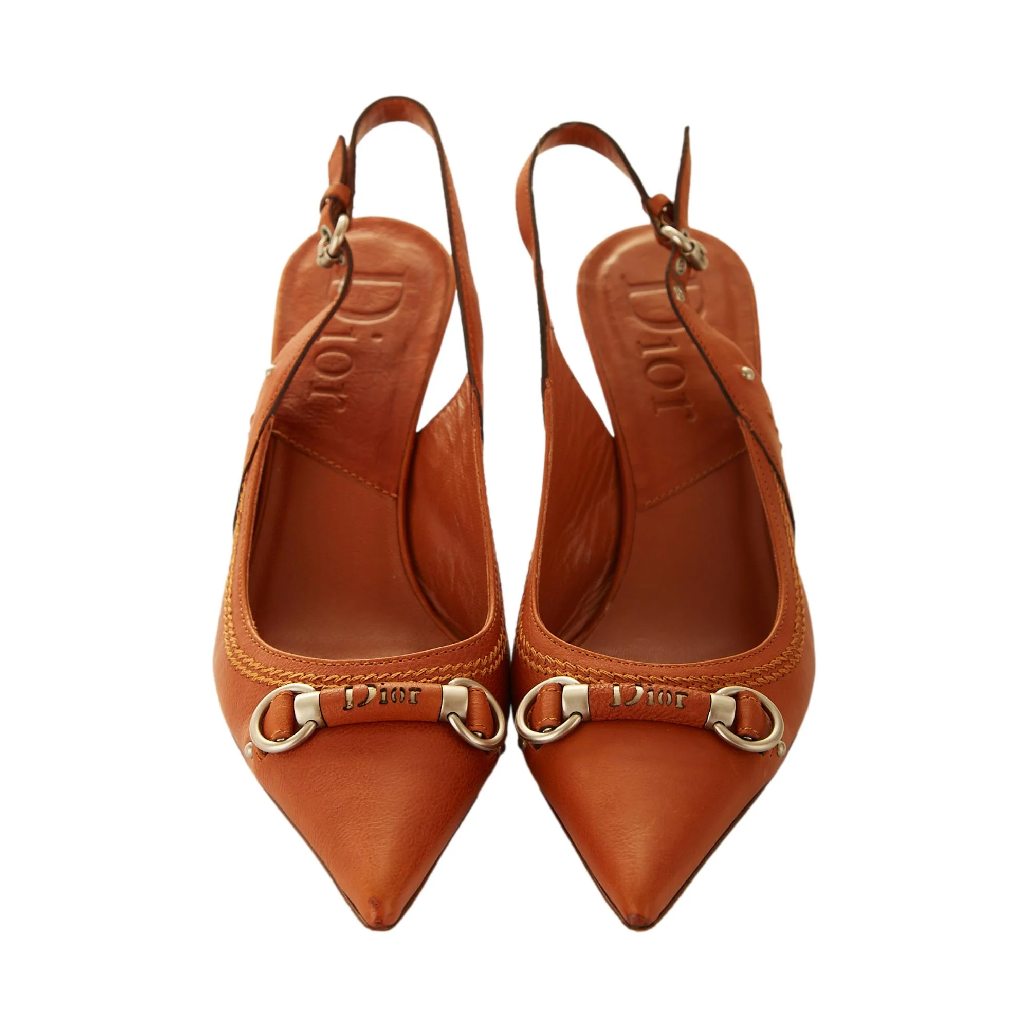 Dior Brown Leather Horsebit Heels