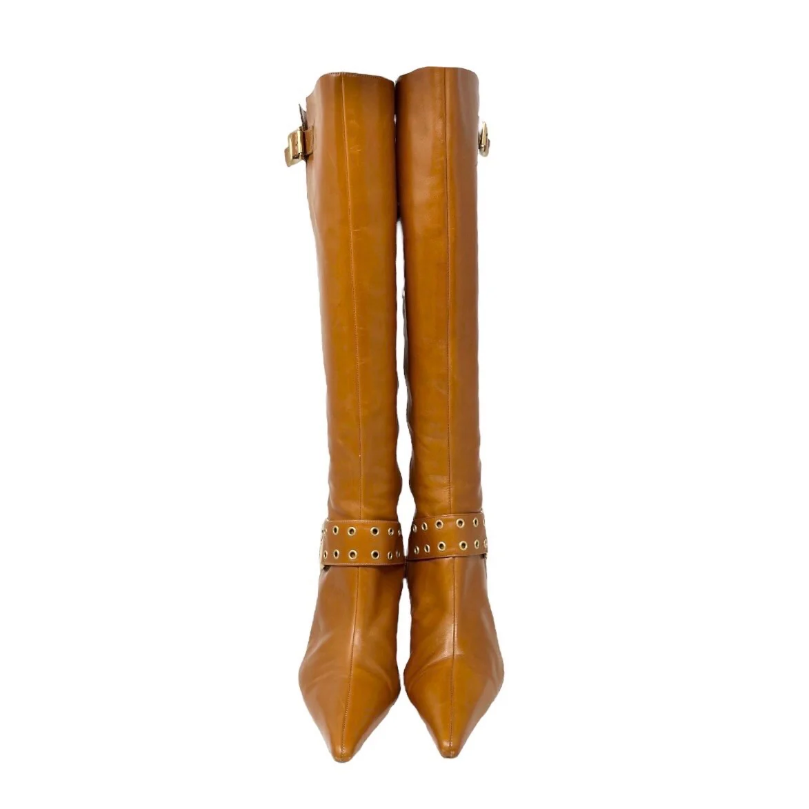 Dior Brown Leather Logo Strap Boots - Image 2