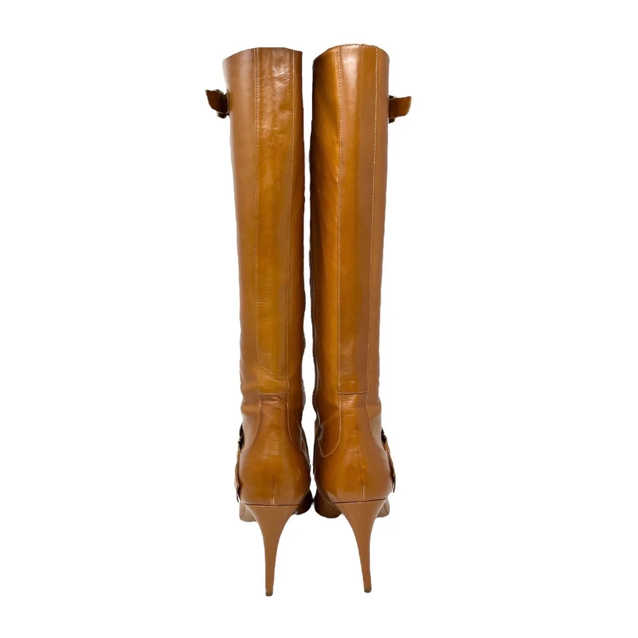 Dior Brown Leather Logo Strap Boots - Image 3