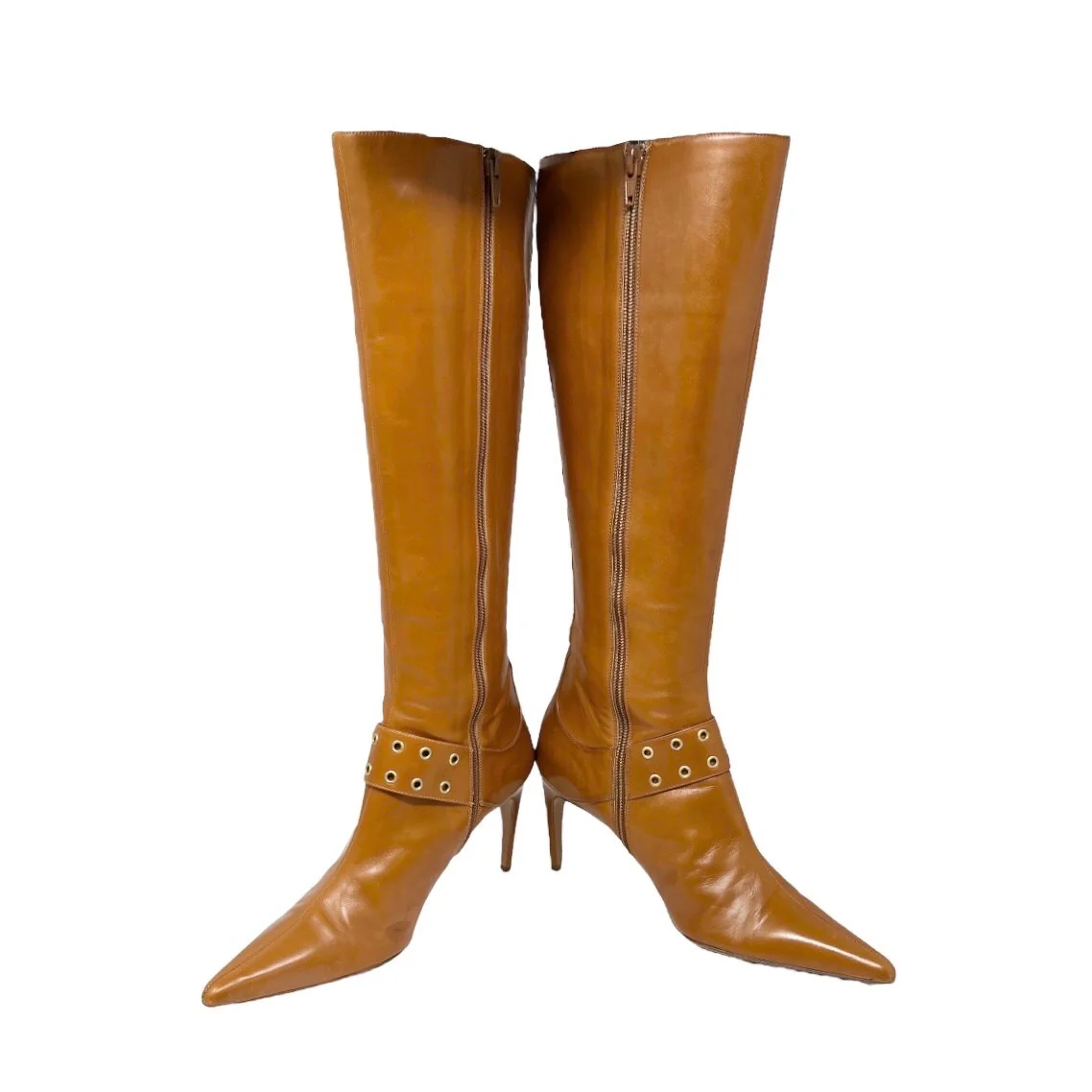 Dior Brown Leather Logo Strap Boots - Image 4
