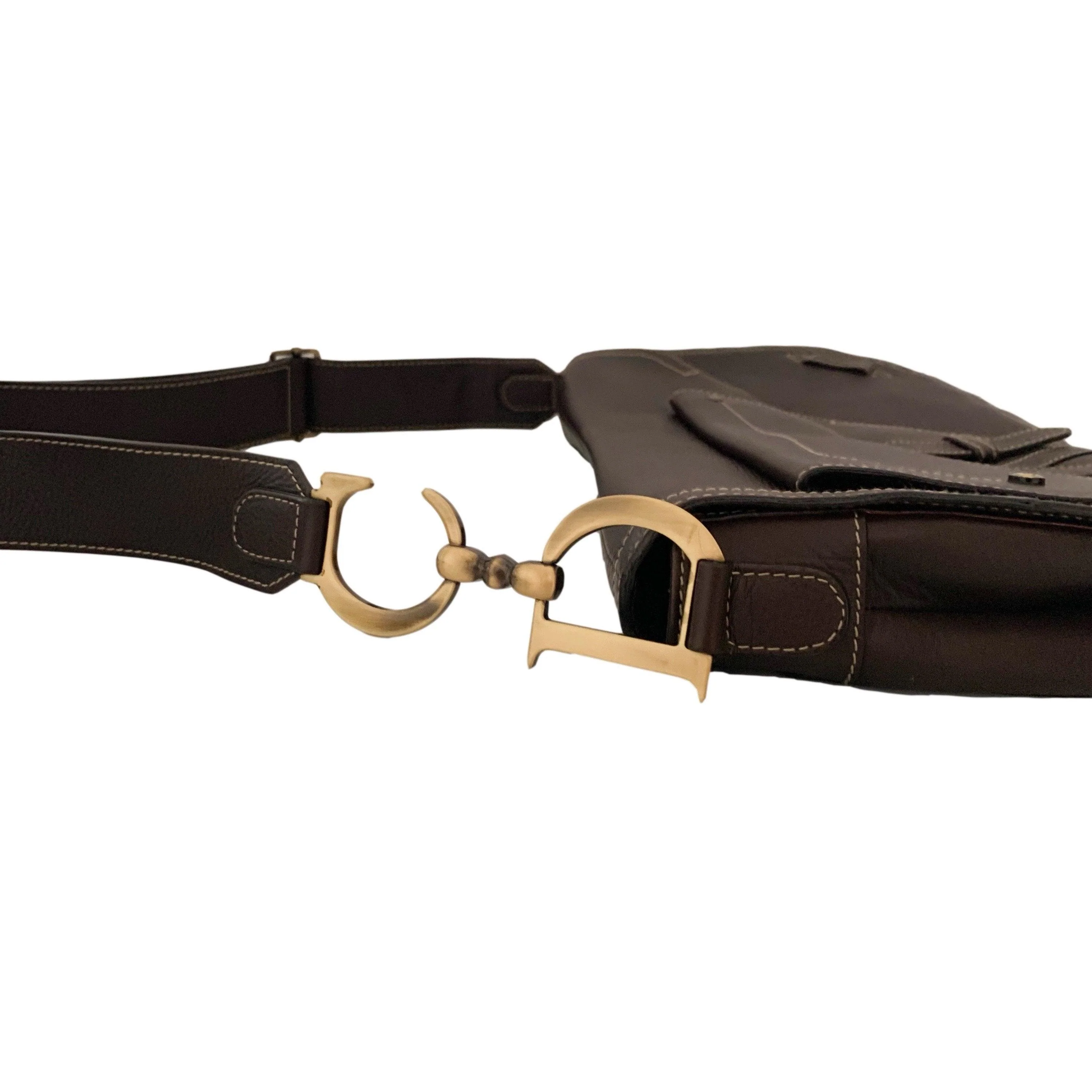 Dior Brown Leather Saddle Bag - Image 3