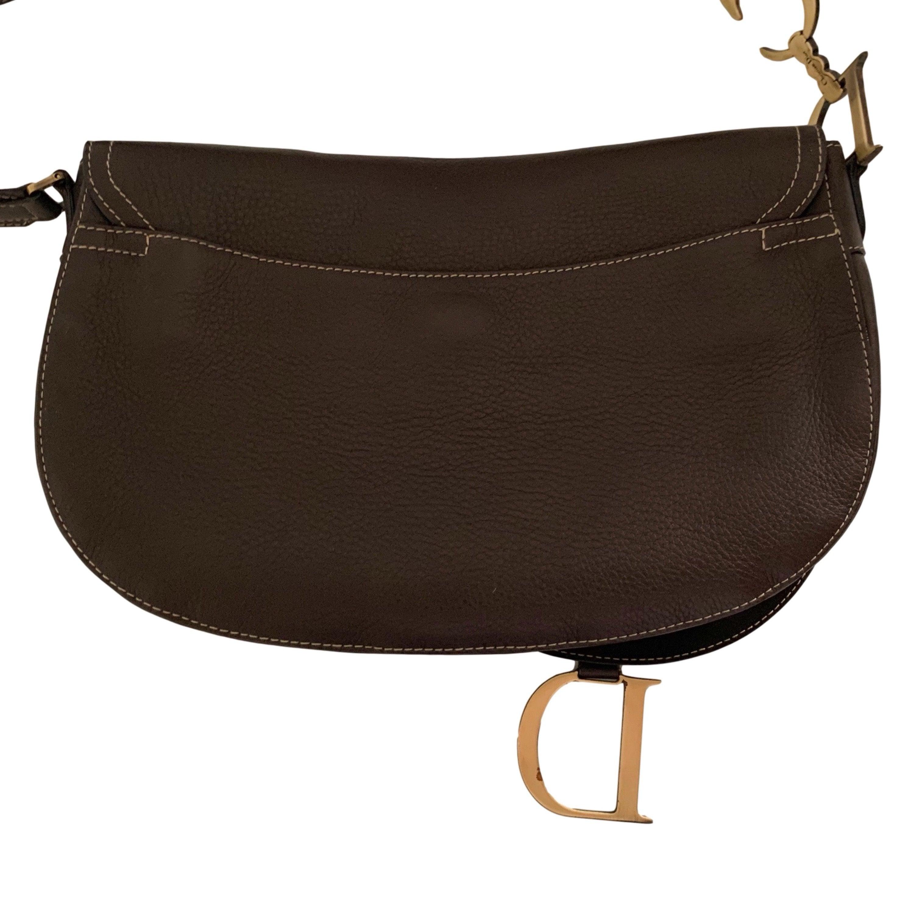 Dior Brown Leather Saddle Bag - Image 4