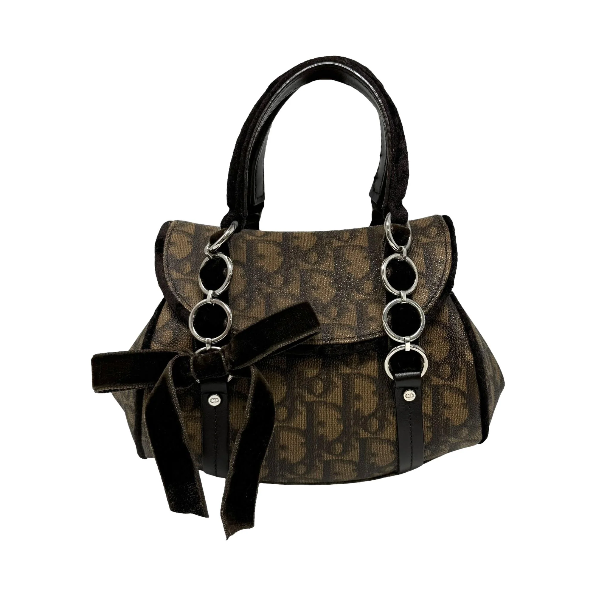 Dior Brown Logo Bow Mini Top Handle - Image 3